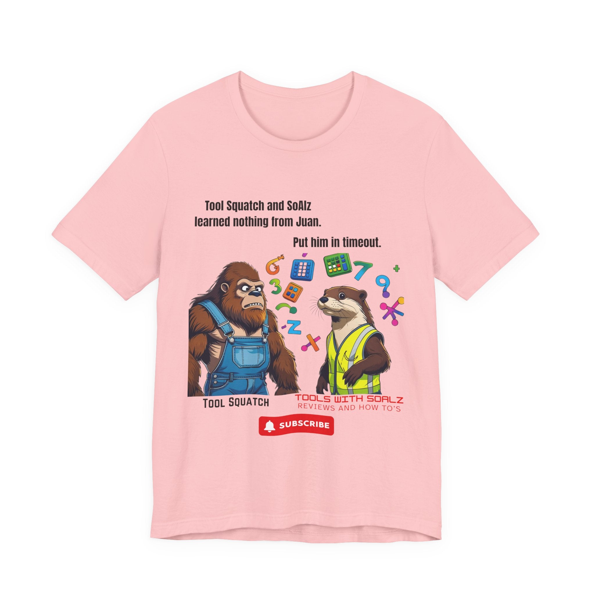 Learning with Juan, Tools with SoAlz, Tool Squatch, Tee for Tool Lovers, Funny T-Shirt, Gift for DIY Enthusiasts, Quirky Men’s Tee, Casual Everyday Wear