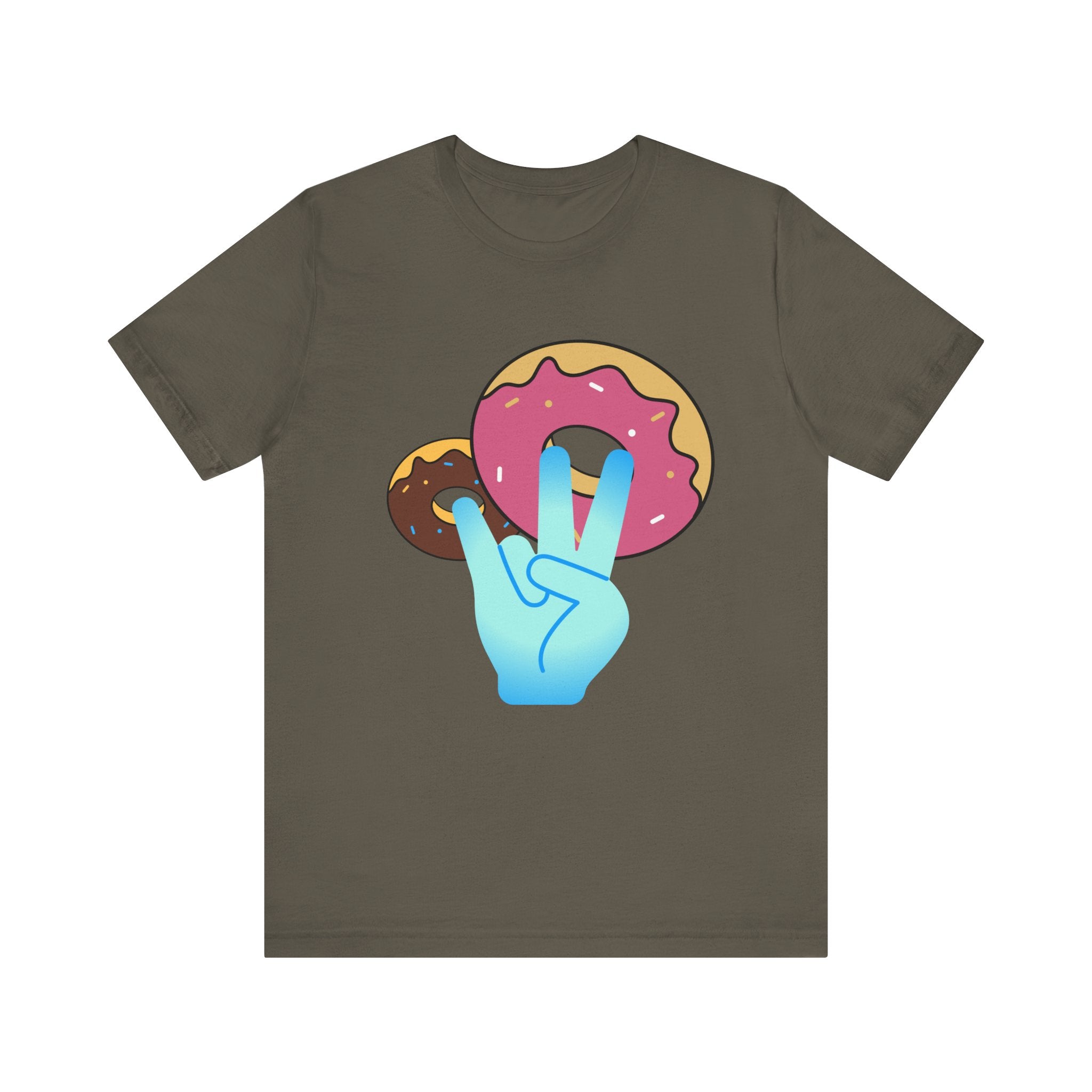 Playful Donut Graphic Tee, Casual Tee, Foodie Shirt, Gift for Food Lovers, Fun Day Out Style, Bright Orange T-Shirt, Unique Trendy Apparel