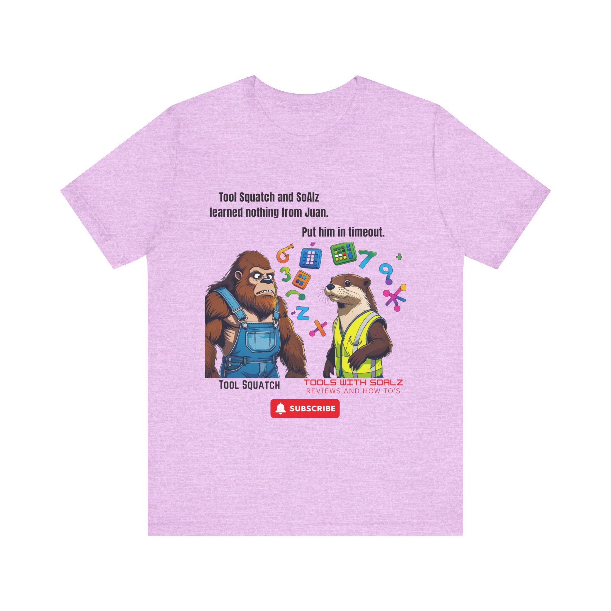 Learning with Juan, Tools with SoAlz, Tool Squatch, Tee for Tool Lovers, Funny T-Shirt, Gift for DIY Enthusiasts, Quirky Men’s Tee, Casual Everyday Wear