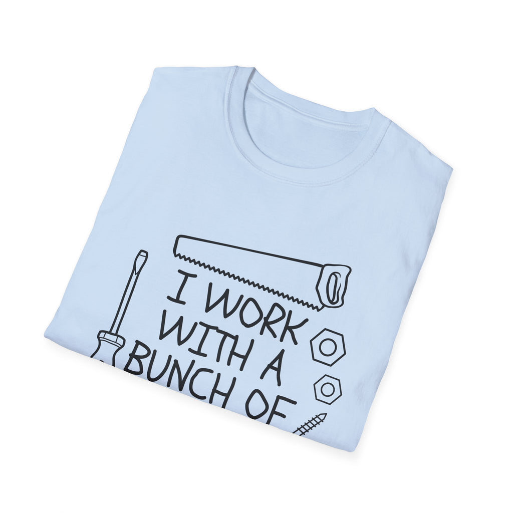 I work with Tools T-Shirt: I Work With a Bunch of Tools, Gift for DIY Enthusiasts, Father's Day, Workshop Apparel, Casual Wear, [...]