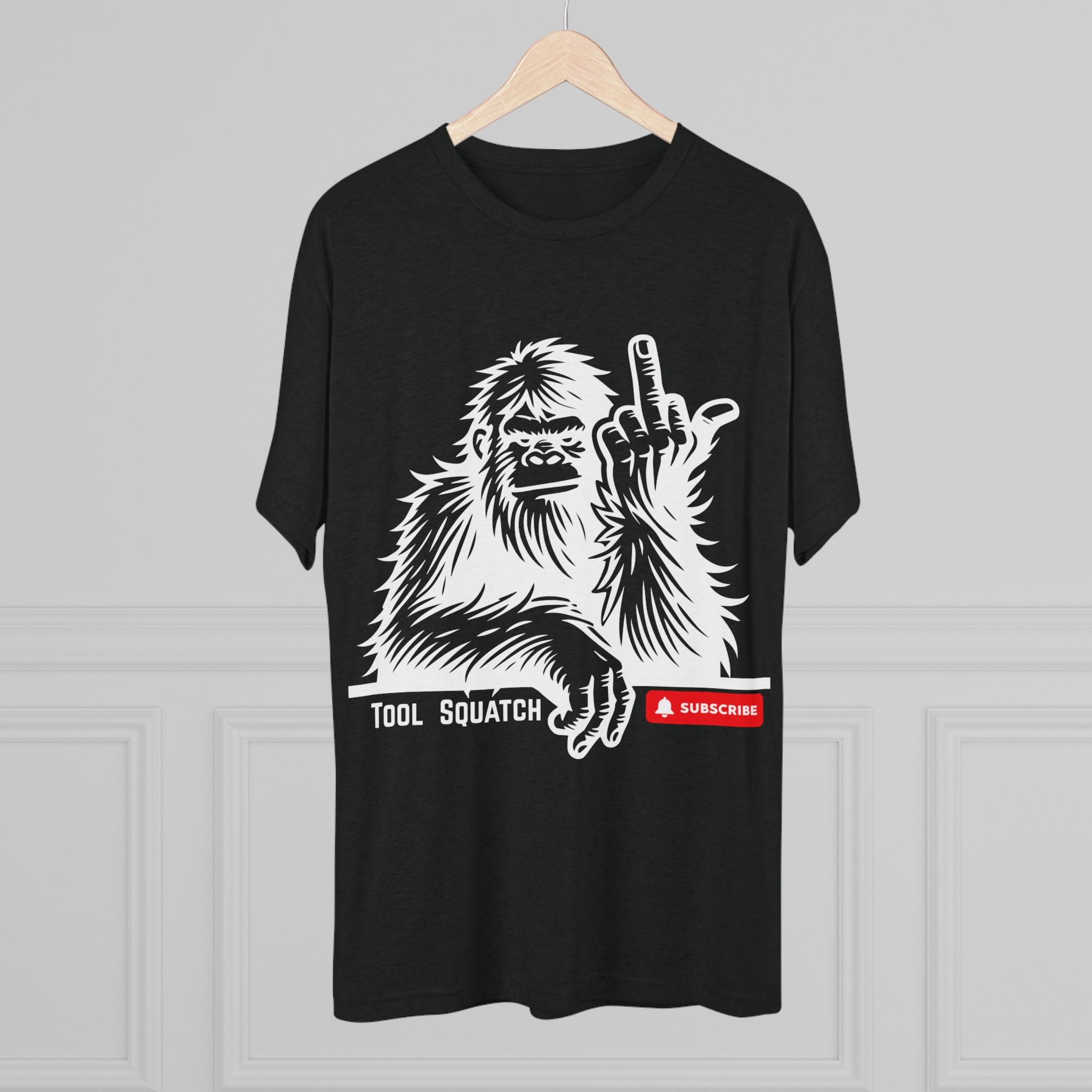 Sasquatch, Tool Squatch - Unisex Tri-Blend Crew Tee, Funny Graphic Shirt, Gifts for Him, Unique Casual Wear, Humor Apparel