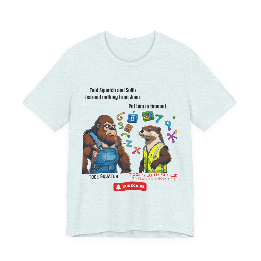 Learning with Juan, Tools with SoAlz, Tool Squatch, Tee for Tool Lovers, Funny T-Shirt, Gift for DIY Enthusiasts, Quirky Men’s Tee, Casual Everyday Wear