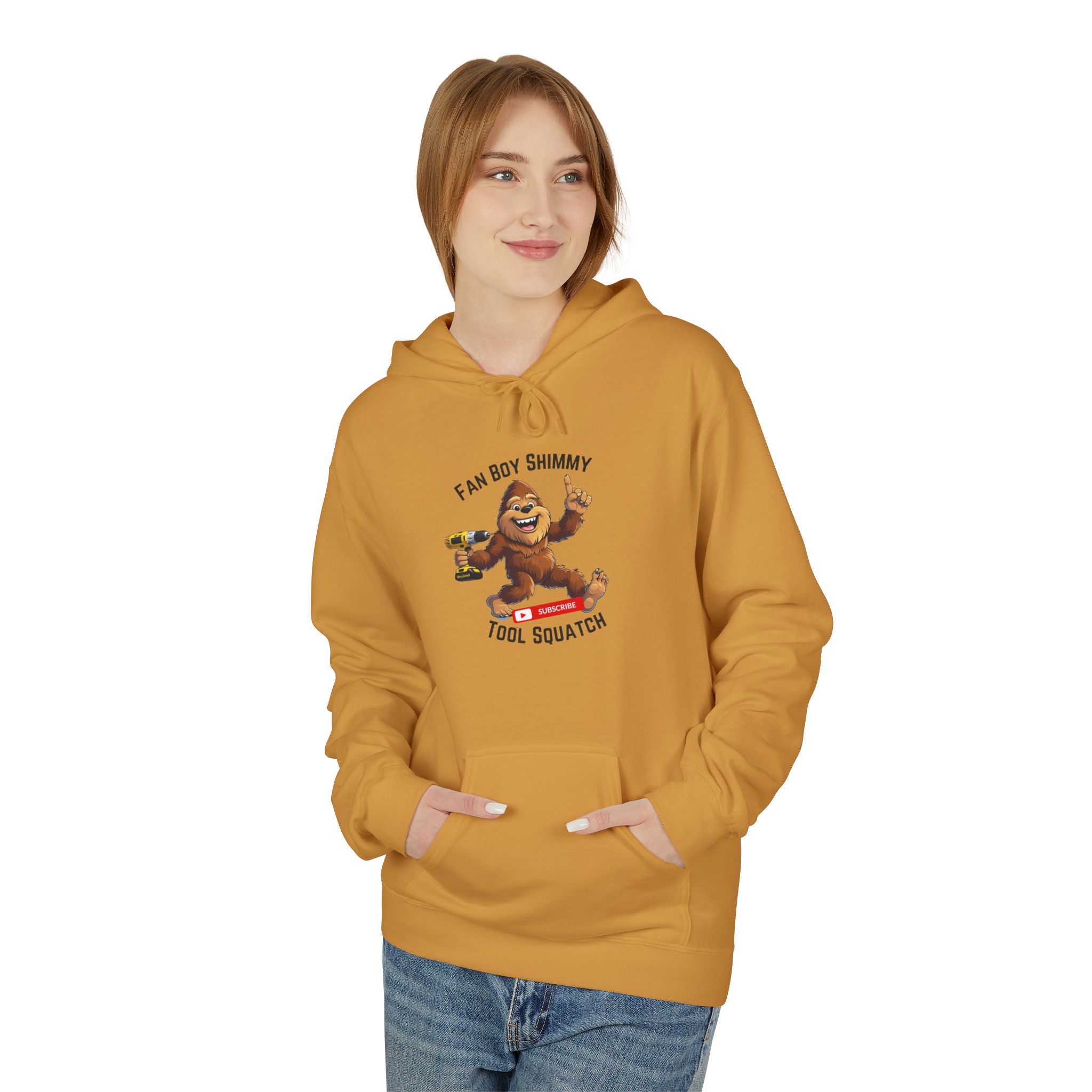 Fanboy Shimmy Fleece Hoodie, Tool Squatch, Perfect for DIY Lovers, Tools, Gifts for Mom, Cozy Hoodie, Funny Sweatshirt, Casual Wear