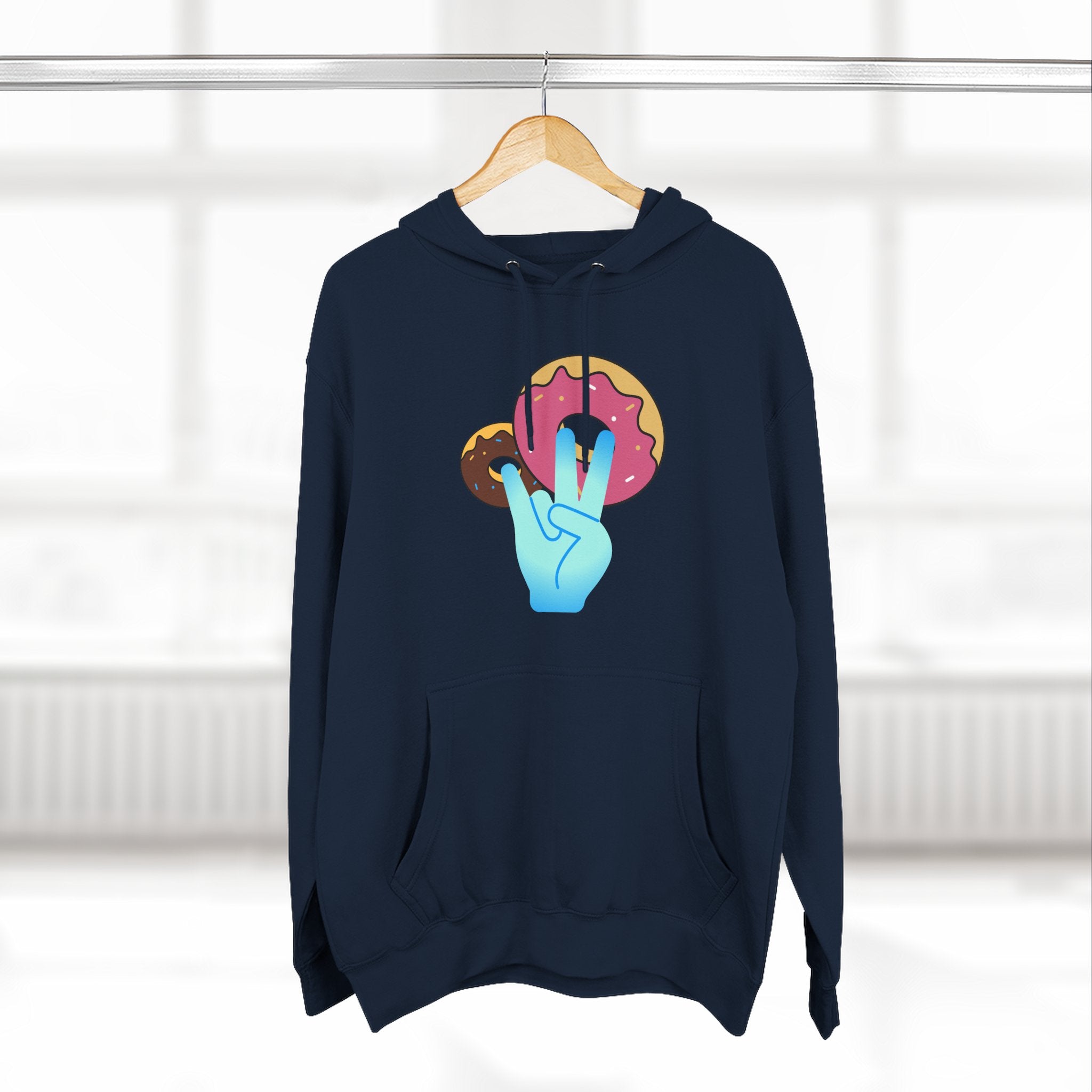 Playful Donut Fleece Hoodie, Cozy Hoodie for Foodies, Trendy Casual Wear, Gift for Food Lovers, Sweet Treat Apparel