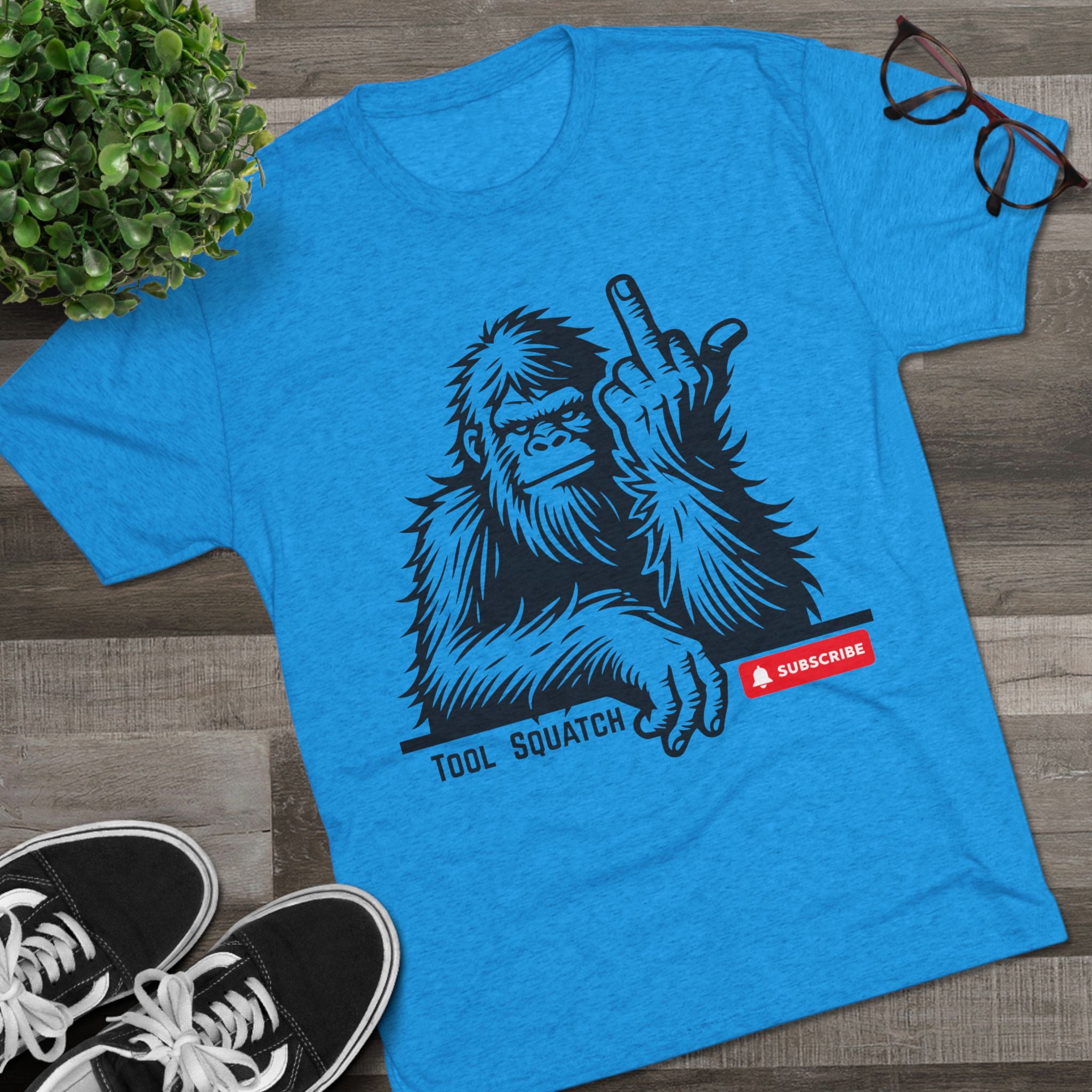 Sasquatch, Tool Squatch- Unisex Tri-Blend Crew Tee, Funny Graphic Shirt, Gifts for Him, Unique Casual Wear, Humor Apparel