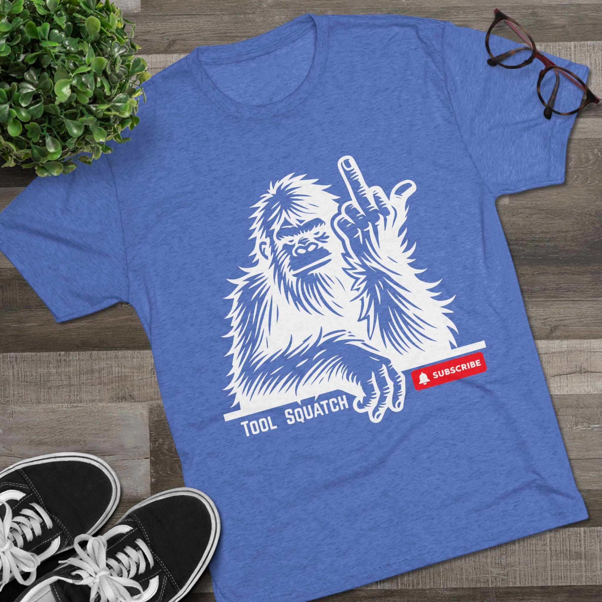 Sasquatch, Tool Squatch - Unisex Tri-Blend Crew Tee, Funny Graphic Shirt, Gifts for Him, Unique Casual Wear, Humor Apparel