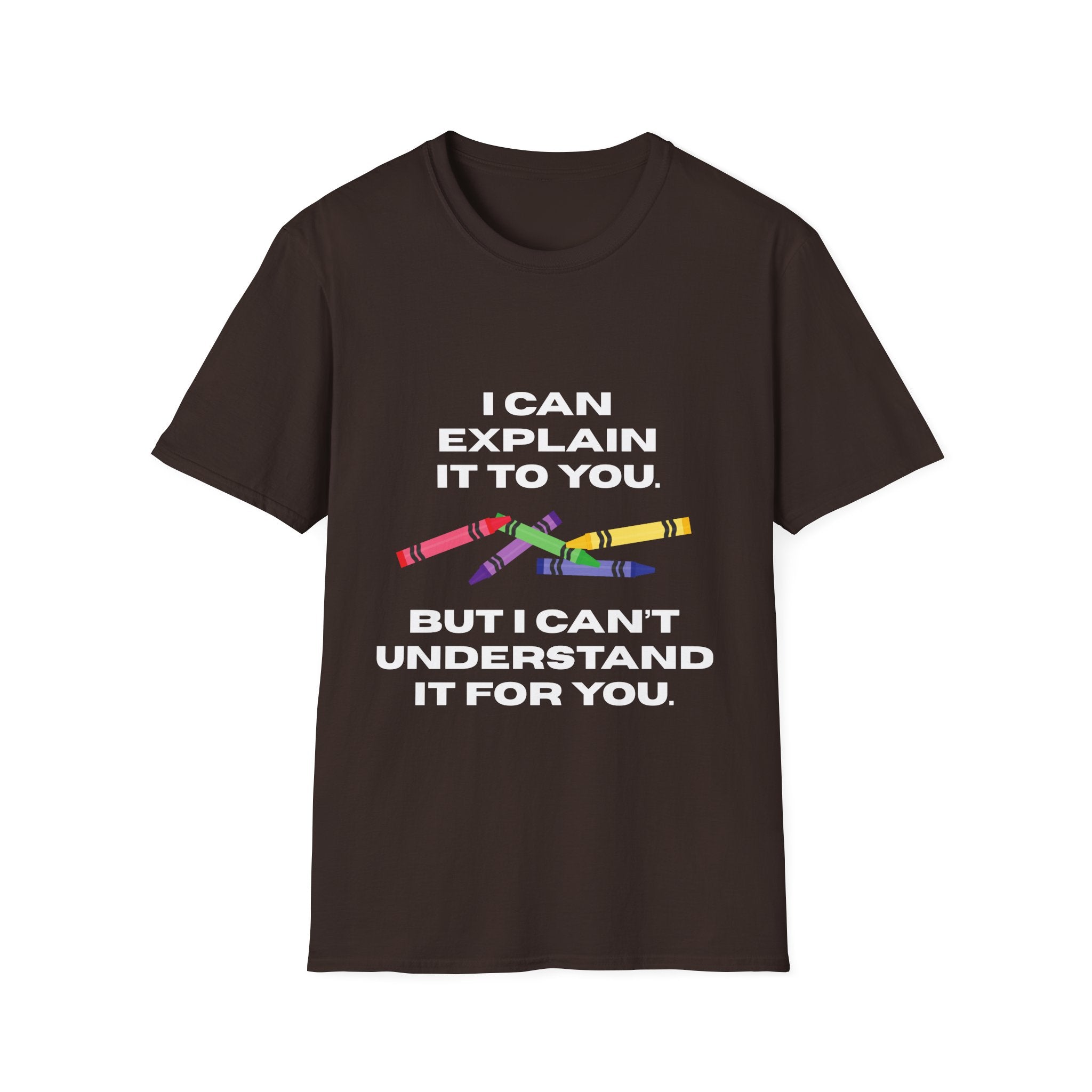 Explaining with Crayons T-Shirt - Quirky Graphic Tee for Teachers, Funny Gift, Classroom Wear, Unisex Softstyle Shirt, Casual Outfit