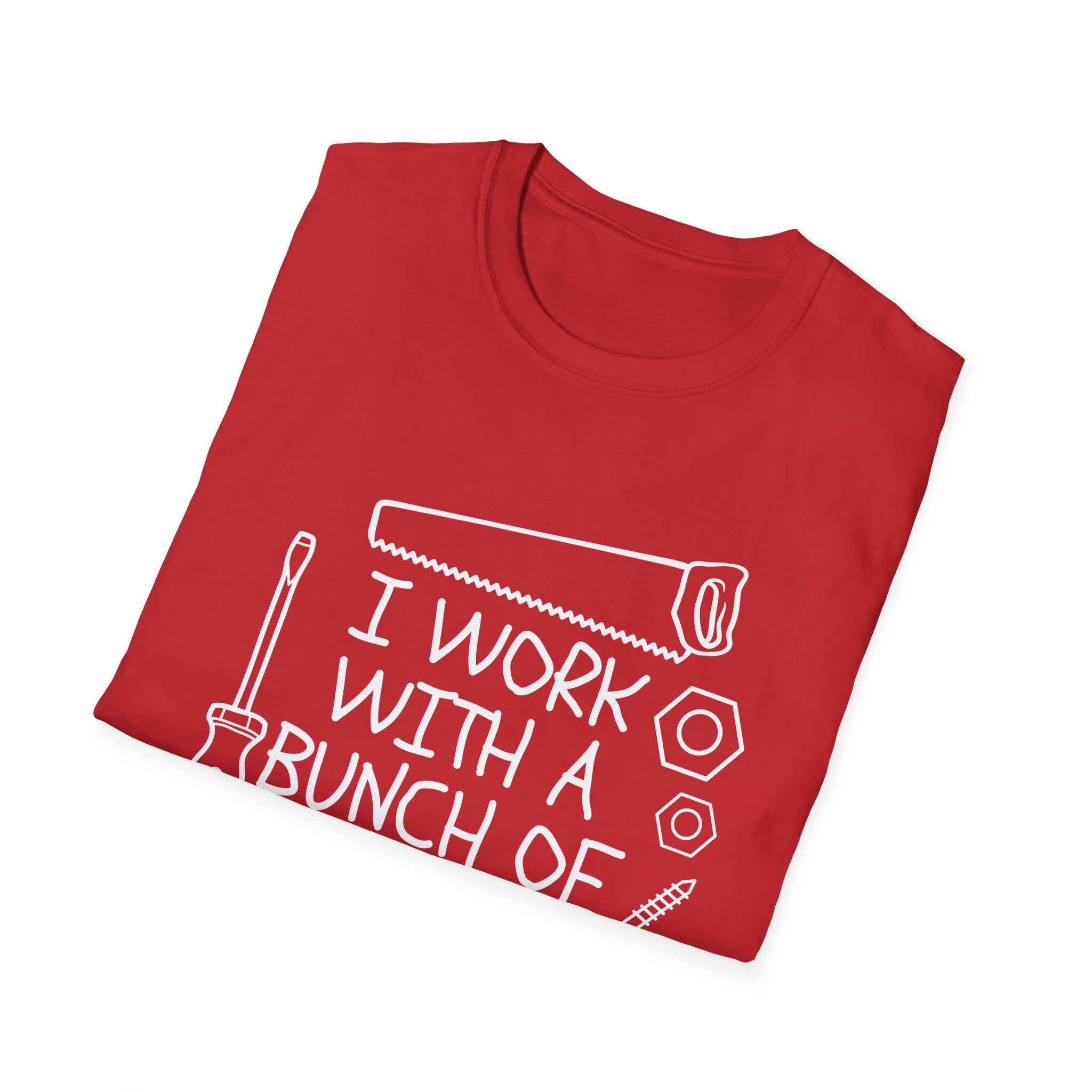 I work with Tools Softstyle T-Shirt, Casual Tee, Comfortable Top, Graphic Shirt, Everyday Wear, Gift for Him/Her/They