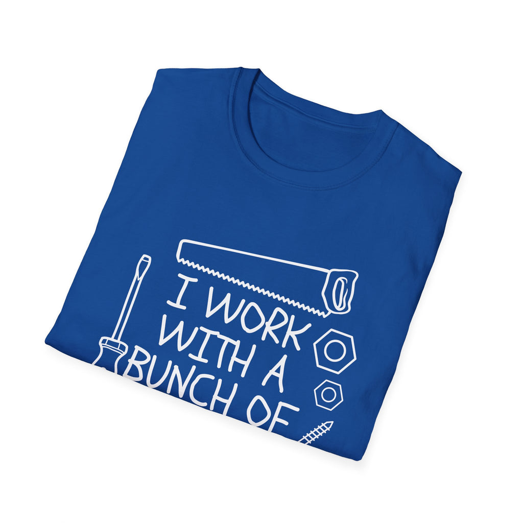 I work with Tools Softstyle T-Shirt, Casual Tee, Comfortable Top, Graphic Shirt, Everyday Wear, Gift for Him/Her/They