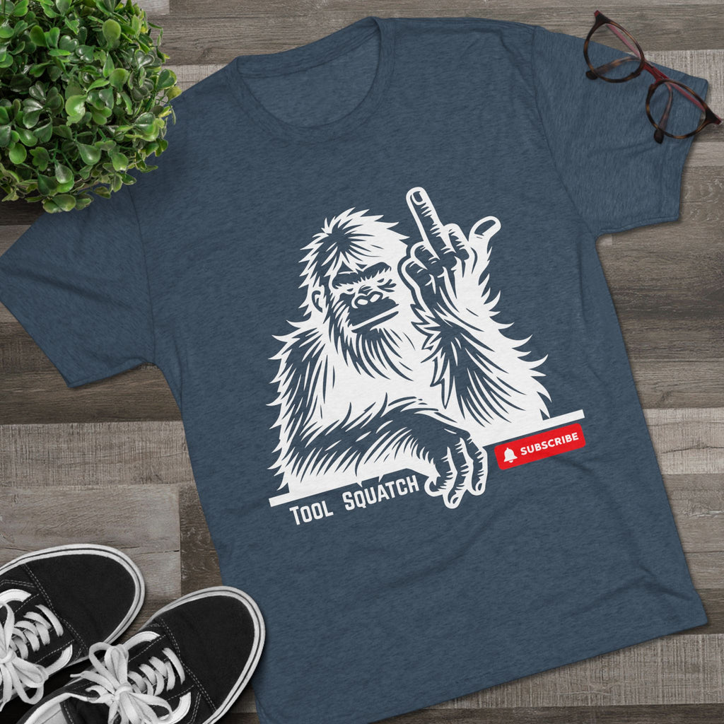 Sasquatch, Tool Squatch - Unisex Tri-Blend Crew Tee, Funny Graphic Shirt, Gifts for Him, Unique Casual Wear, Humor Apparel