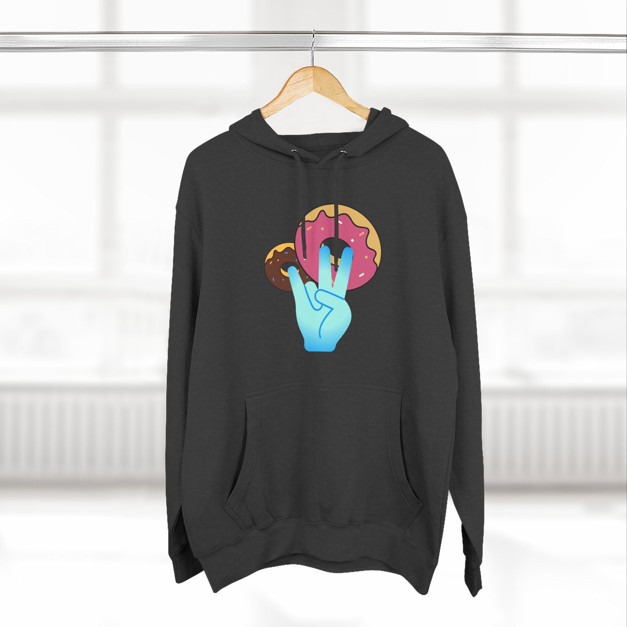Playful Donut Fleece Hoodie, Cozy Hoodie for Foodies, Trendy Casual Wear, Gift for Food Lovers, Sweet Treat Apparel