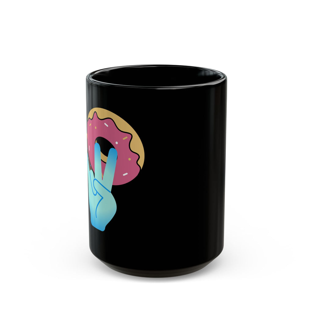 Playful Donut Black Mug | Fun Coffee Cup, Gift for Friends, Cute Kitchen Decor, Funny Mug for Coffee Lovers, Quirky Drinkware