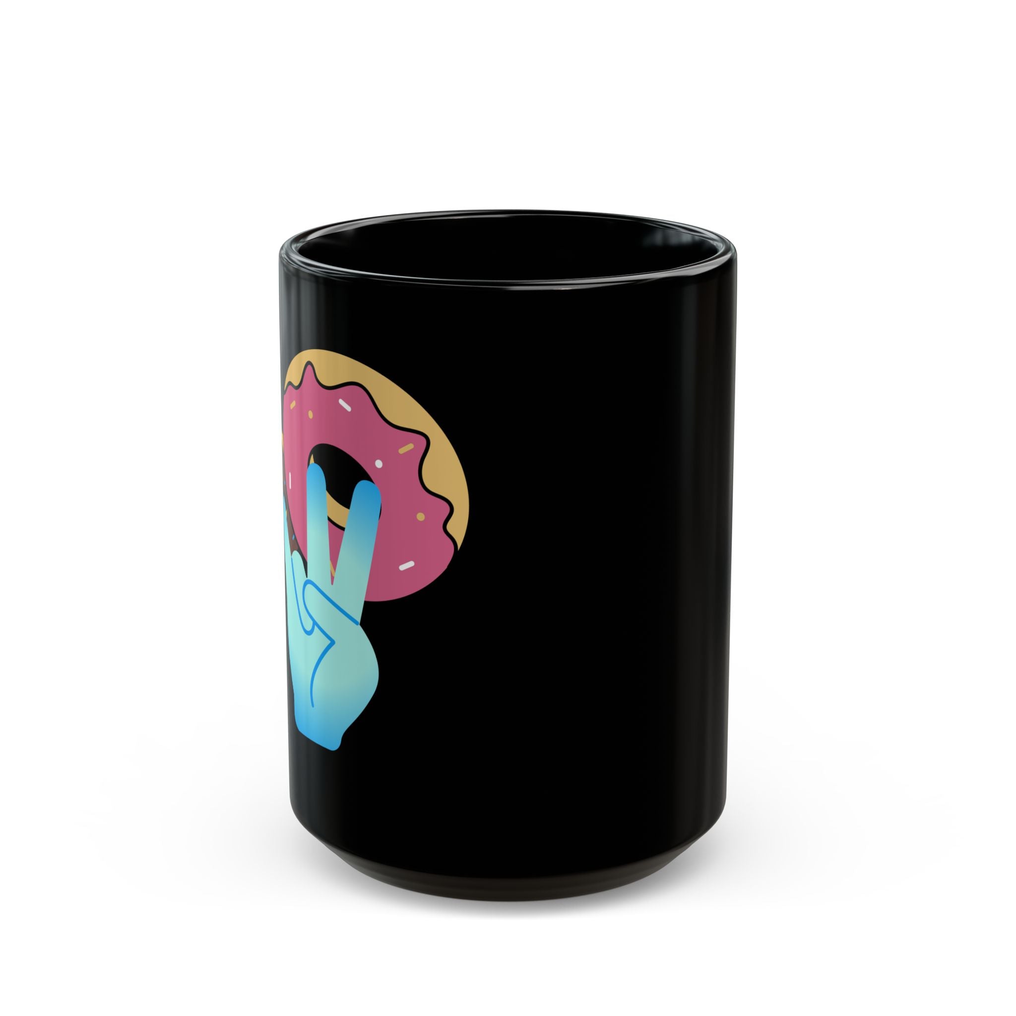 Playful Donut Black Mug | Fun Coffee Cup, Gift for Friends, Cute Kitchen Decor, Funny Mug for Coffee Lovers, Quirky Drinkware
