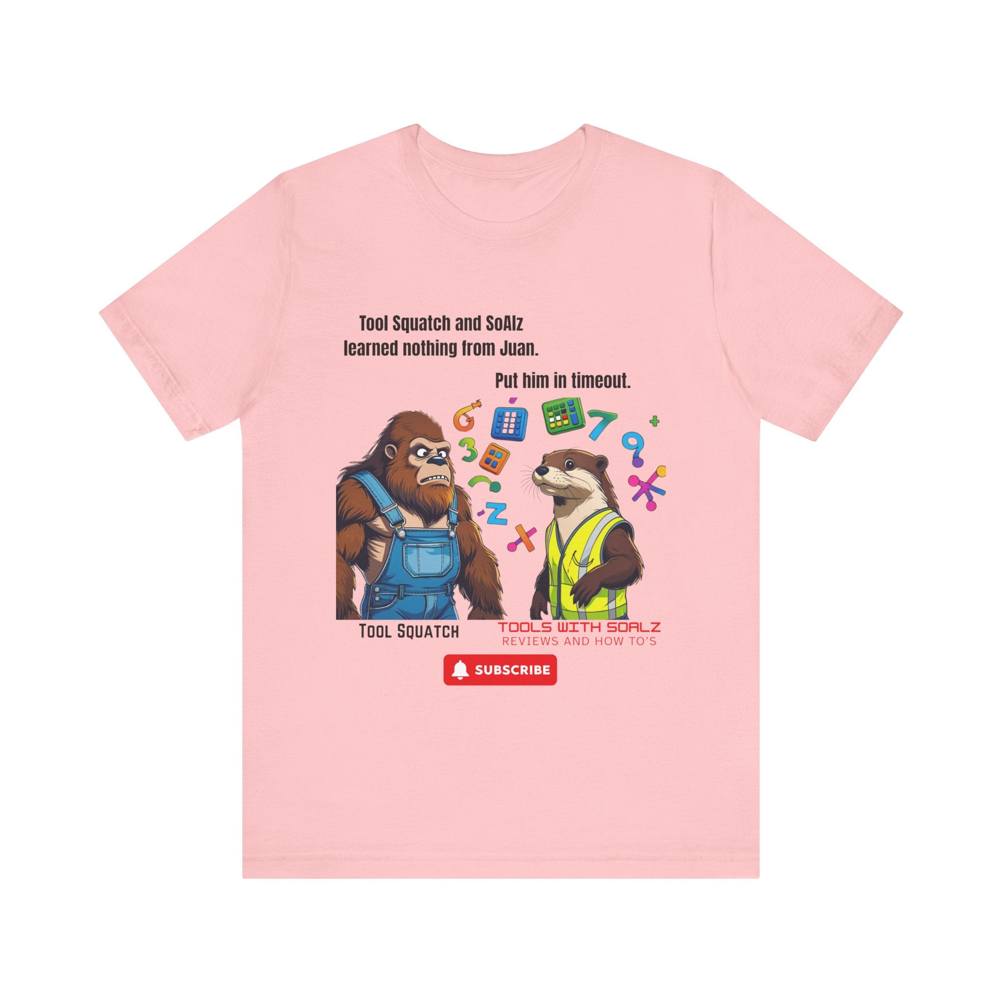 Learning with Juan, Tools with SoAlz, Tool Squatch, Tee for Tool Lovers, Funny T-Shirt, Gift for DIY Enthusiasts, Quirky Men’s Tee, Casual Everyday Wear