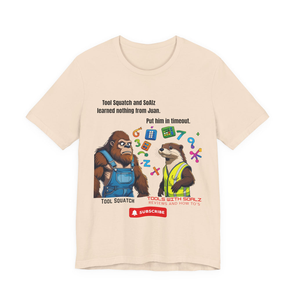 Learning with Juan, Tools with SoAlz, Tool Squatch, Tee for Tool Lovers, Funny T-Shirt, Gift for DIY Enthusiasts, Quirky Men’s Tee, Casual Everyday Wear