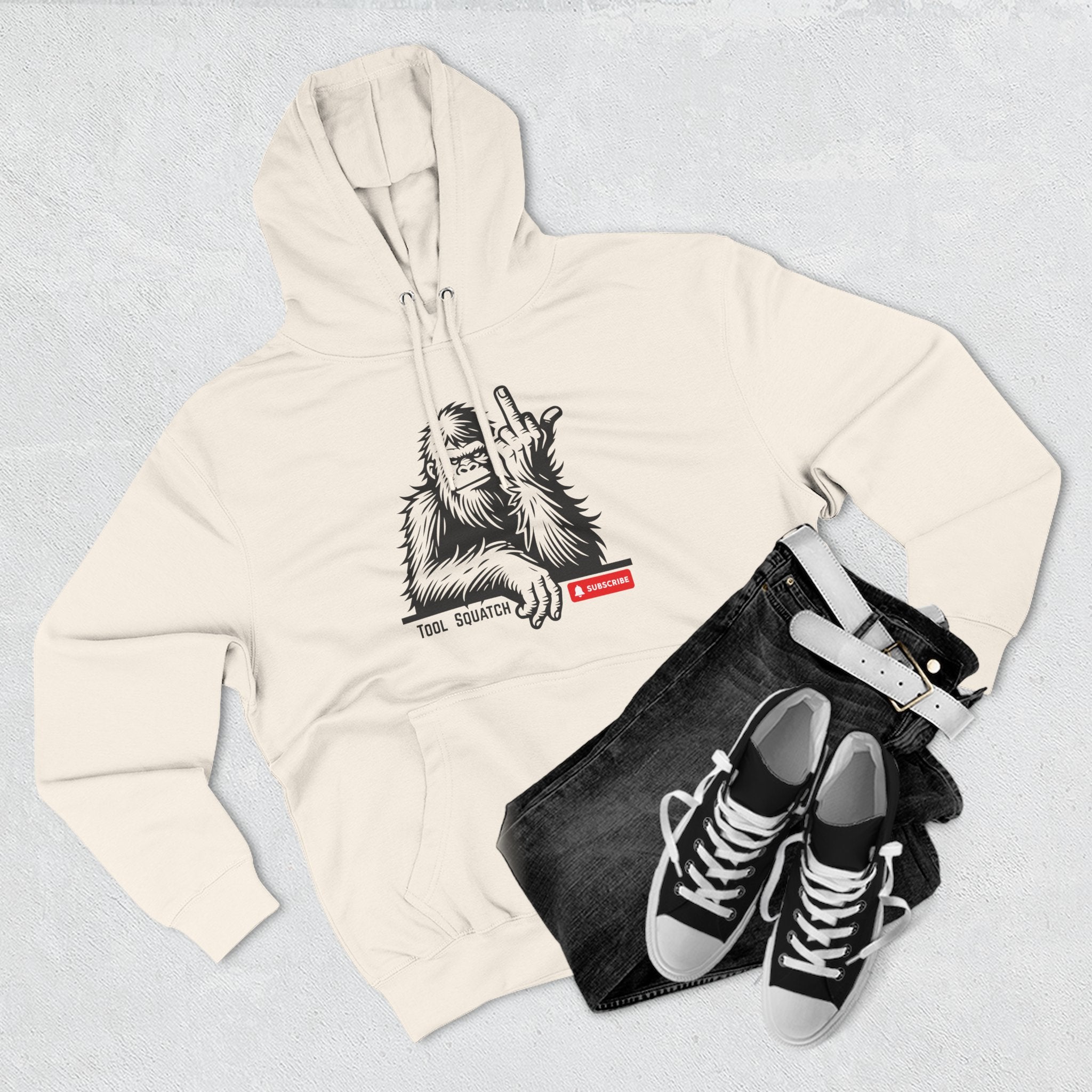 Sasquatch, Tool Squatch, Cozy Three-Panel Fleece Hoodie, Casual Sweatshirt, Unisex Hoodie, Perfect Gift, Warm Layer for All Seasons
