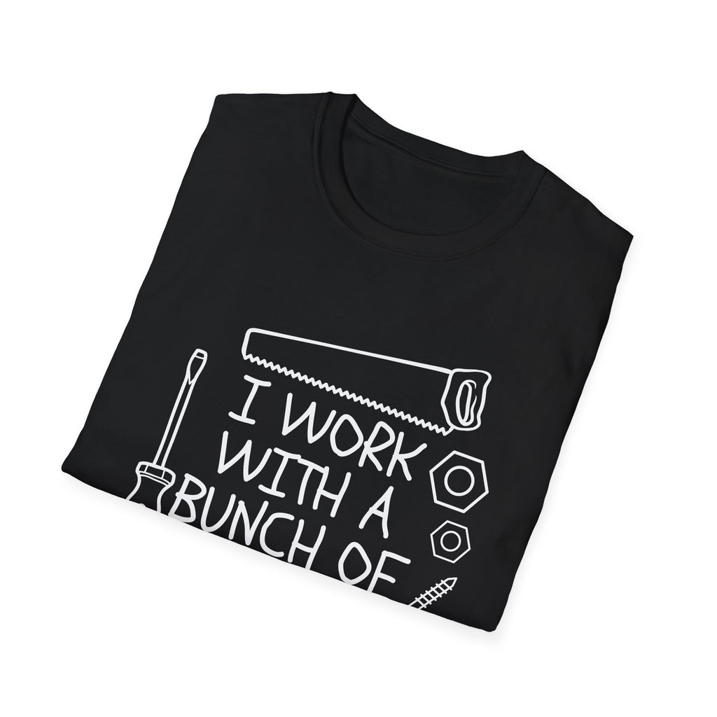 I work with Tools Softstyle T-Shirt, Casual Tee, Comfortable Top, Graphic Shirt, Everyday Wear, Gift for Him/Her/They