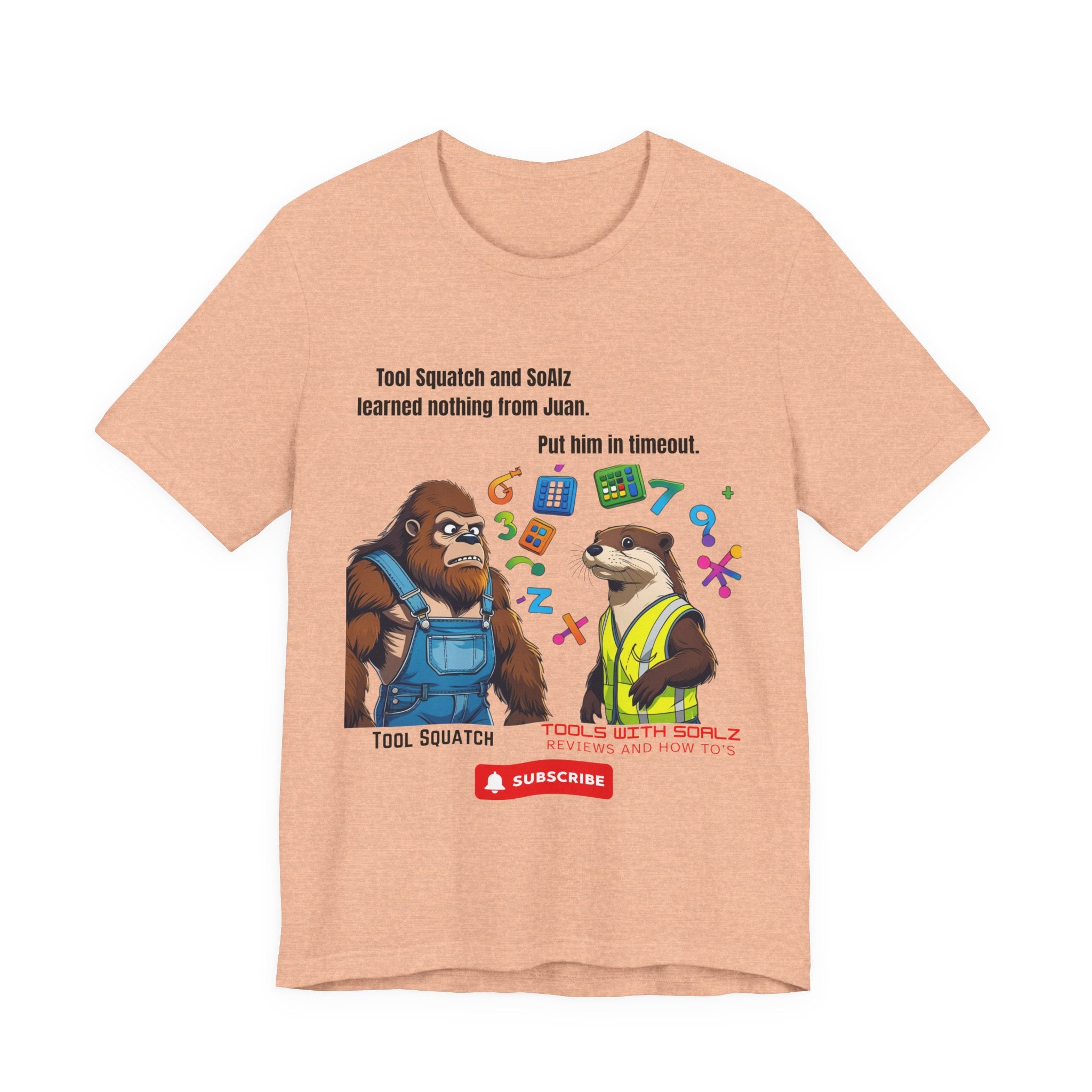 Learning with Juan, Tools with SoAlz, Tool Squatch, Tee for Tool Lovers, Funny T-Shirt, Gift for DIY Enthusiasts, Quirky Men’s Tee, Casual Everyday Wear