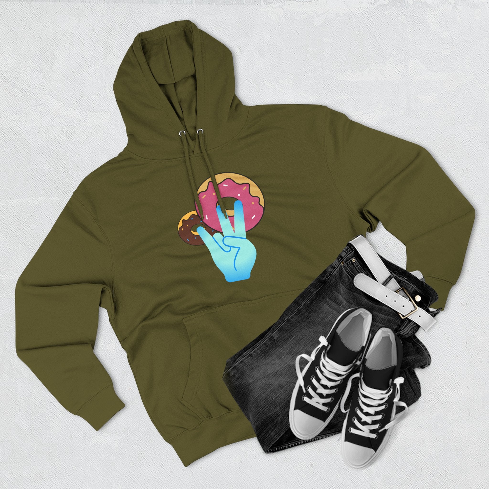 Playful Donut Fleece Hoodie, Cozy Hoodie for Foodies, Trendy Casual Wear, Gift for Food Lovers, Sweet Treat Apparel