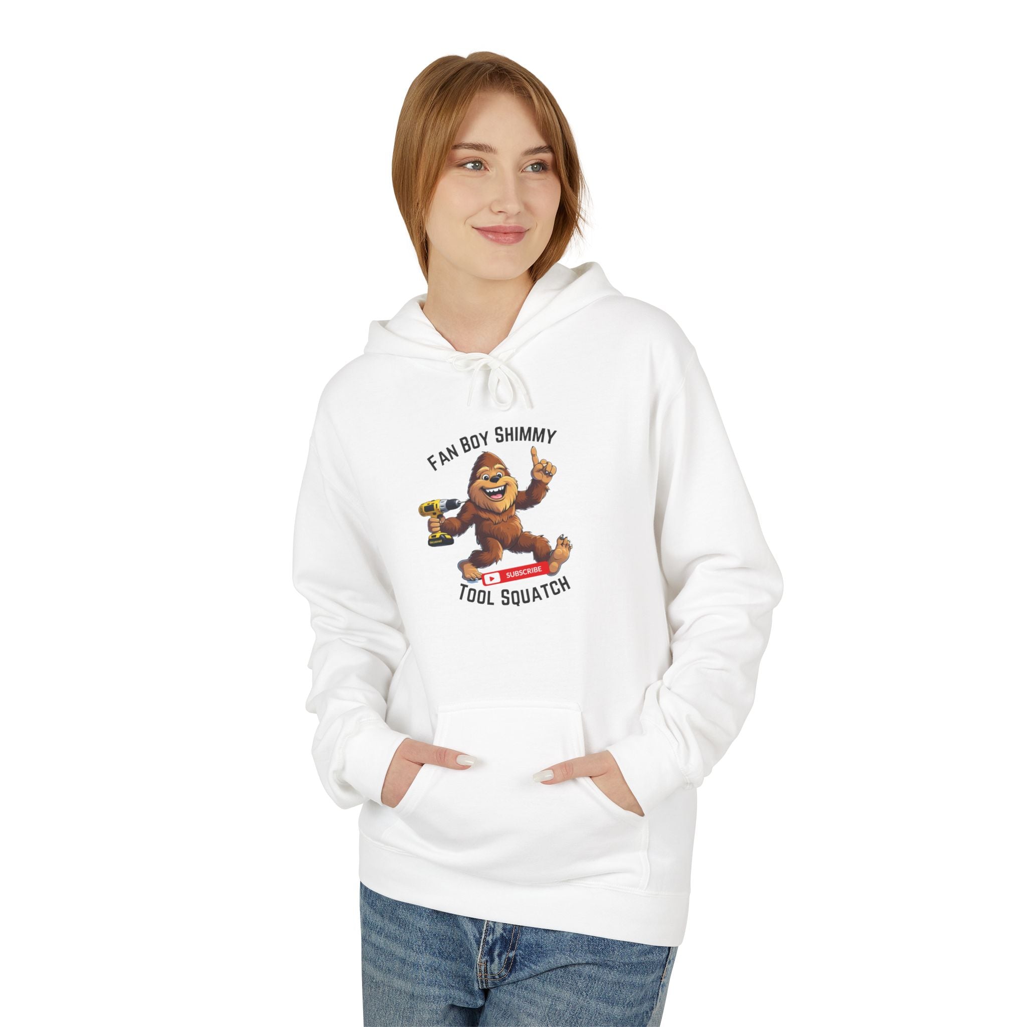 Fanboy Shimmy Fleece Hoodie, Tool Squatch, Perfect for DIY Lovers, Tools, Gifts for Mom, Cozy Hoodie, Funny Sweatshirt, Casual Wear