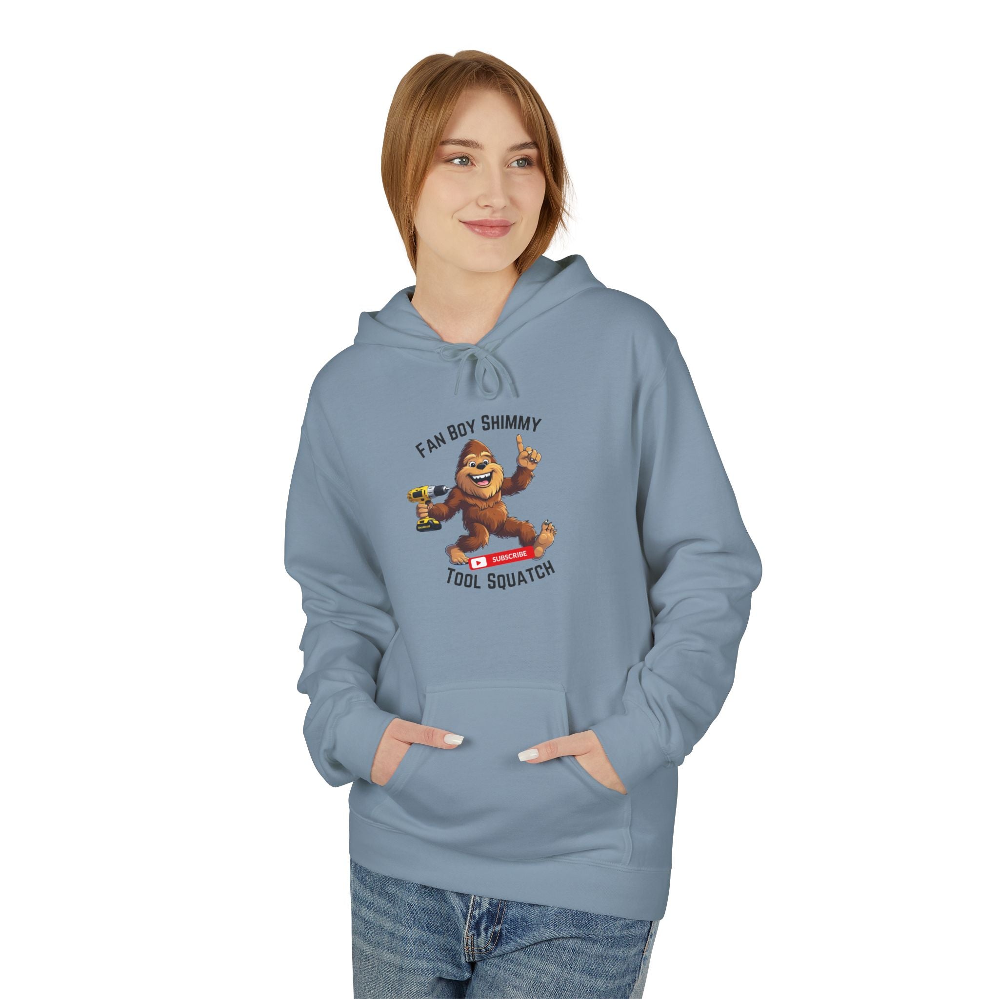 Fanboy Shimmy Fleece Hoodie, Tool Squatch, Perfect for DIY Lovers, Tools, Gifts for Mom, Cozy Hoodie, Funny Sweatshirt, Casual Wear