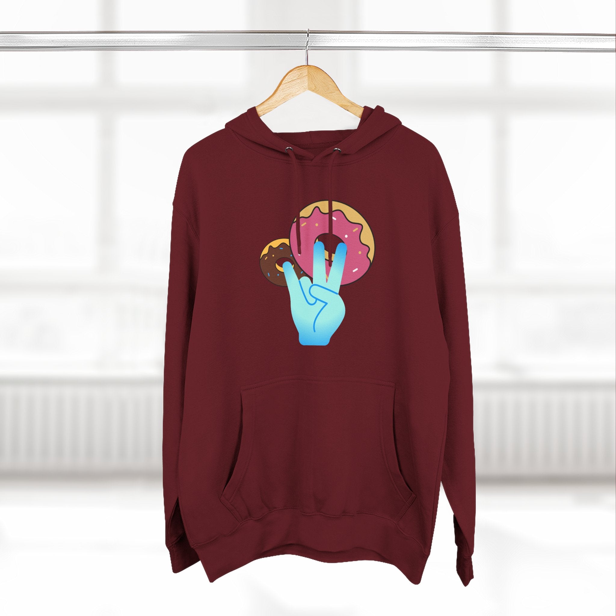 Playful Donut Fleece Hoodie, Cozy Hoodie for Foodies, Trendy Casual Wear, Gift for Food Lovers, Sweet Treat Apparel