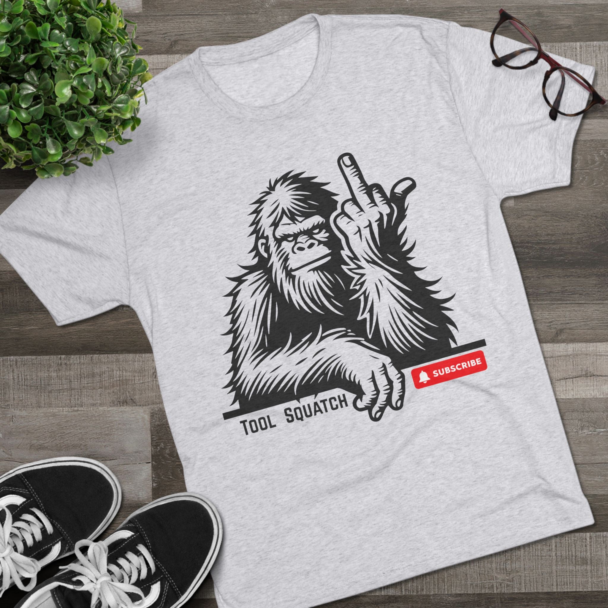 Sasquatch, Tool Squatch- Unisex Tri-Blend Crew Tee, Funny Graphic Shirt, Gifts for Him, Unique Casual Wear, Humor Apparel