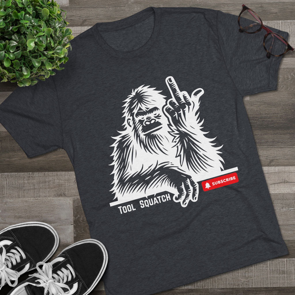 Sasquatch, Tool Squatch - Unisex Tri-Blend Crew Tee, Funny Graphic Shirt, Gifts for Him, Unique Casual Wear, Humor Apparel