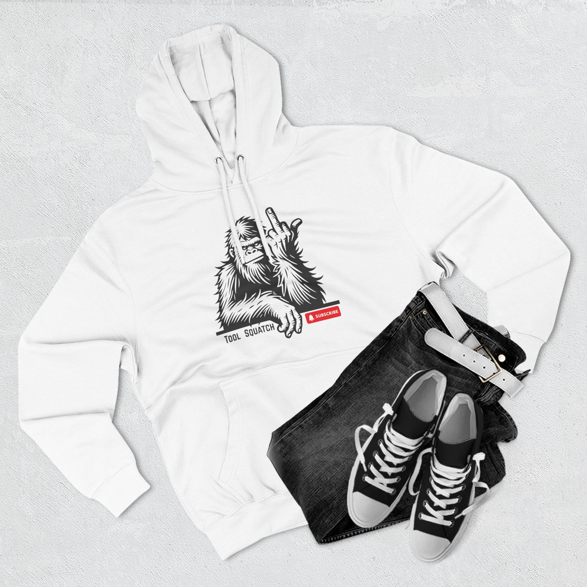 Sasquatch, Tool Squatch, Cozy Three-Panel Fleece Hoodie, Casual Sweatshirt, Unisex Hoodie, Perfect Gift, Warm Layer for All Seasons