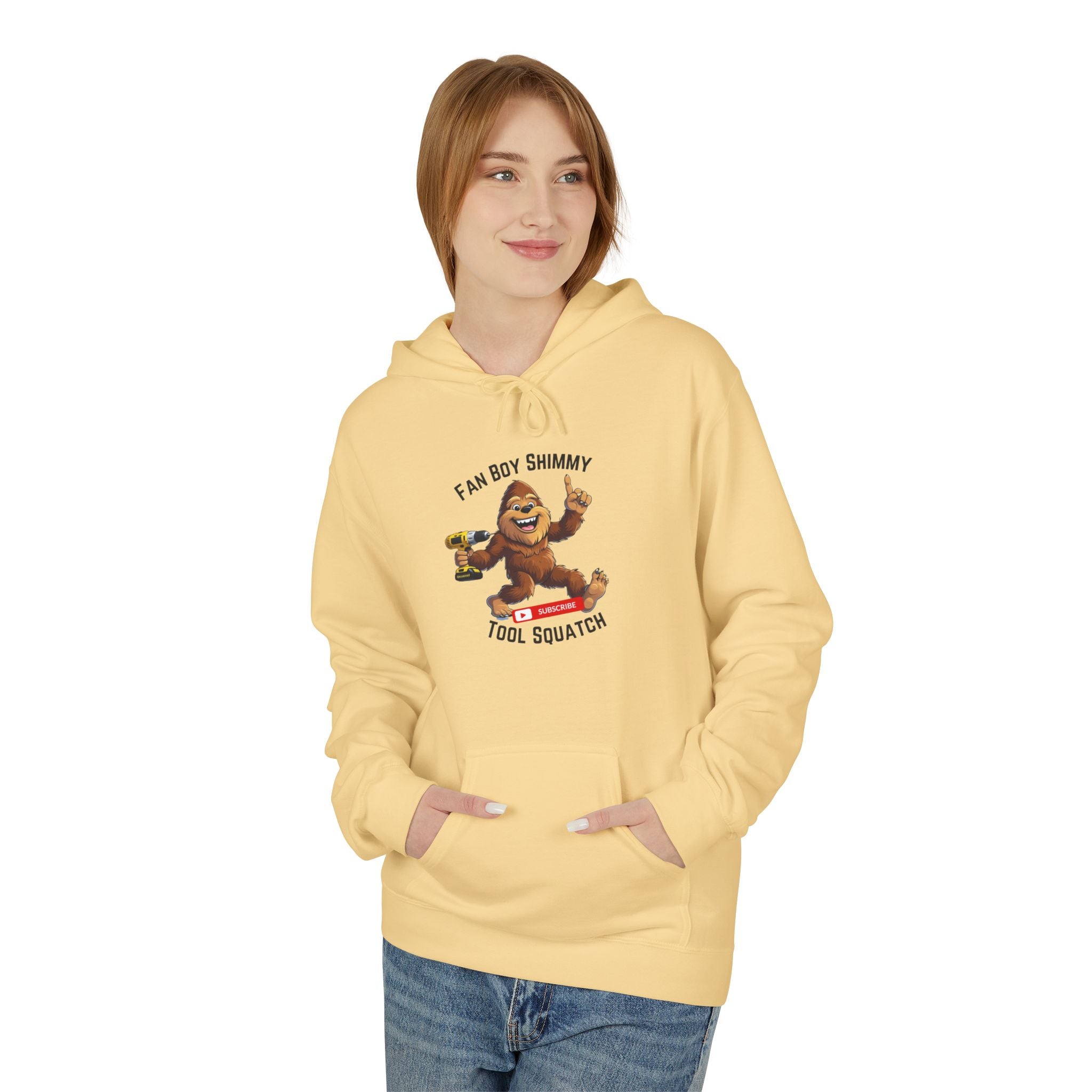 Fanboy Shimmy Fleece Hoodie, Tool Squatch, Perfect for DIY Lovers, Tools, Gifts for Mom, Cozy Hoodie, Funny Sweatshirt, Casual Wear
