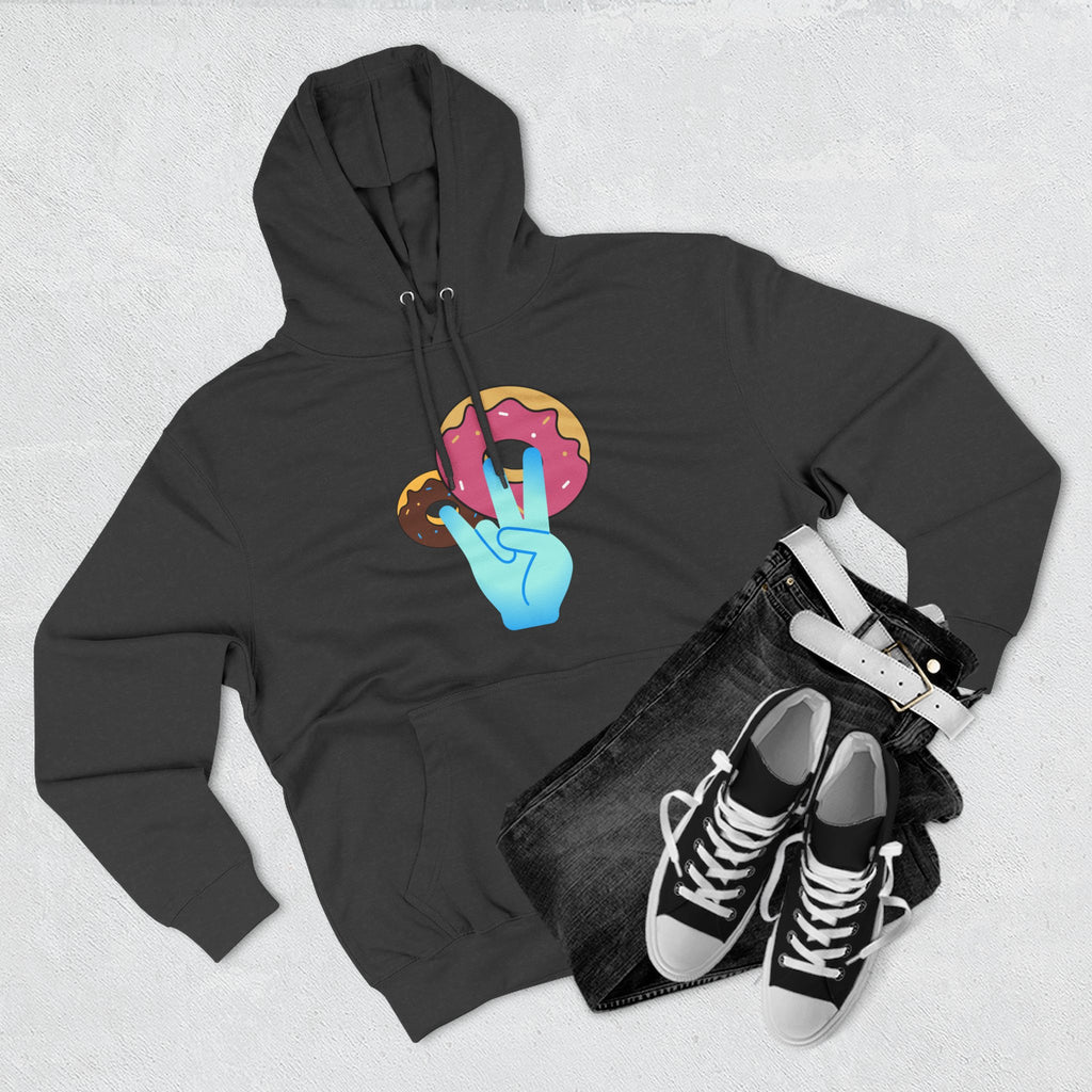 Playful Donut Fleece Hoodie, Cozy Hoodie for Foodies, Trendy Casual Wear, Gift for Food Lovers, Sweet Treat Apparel