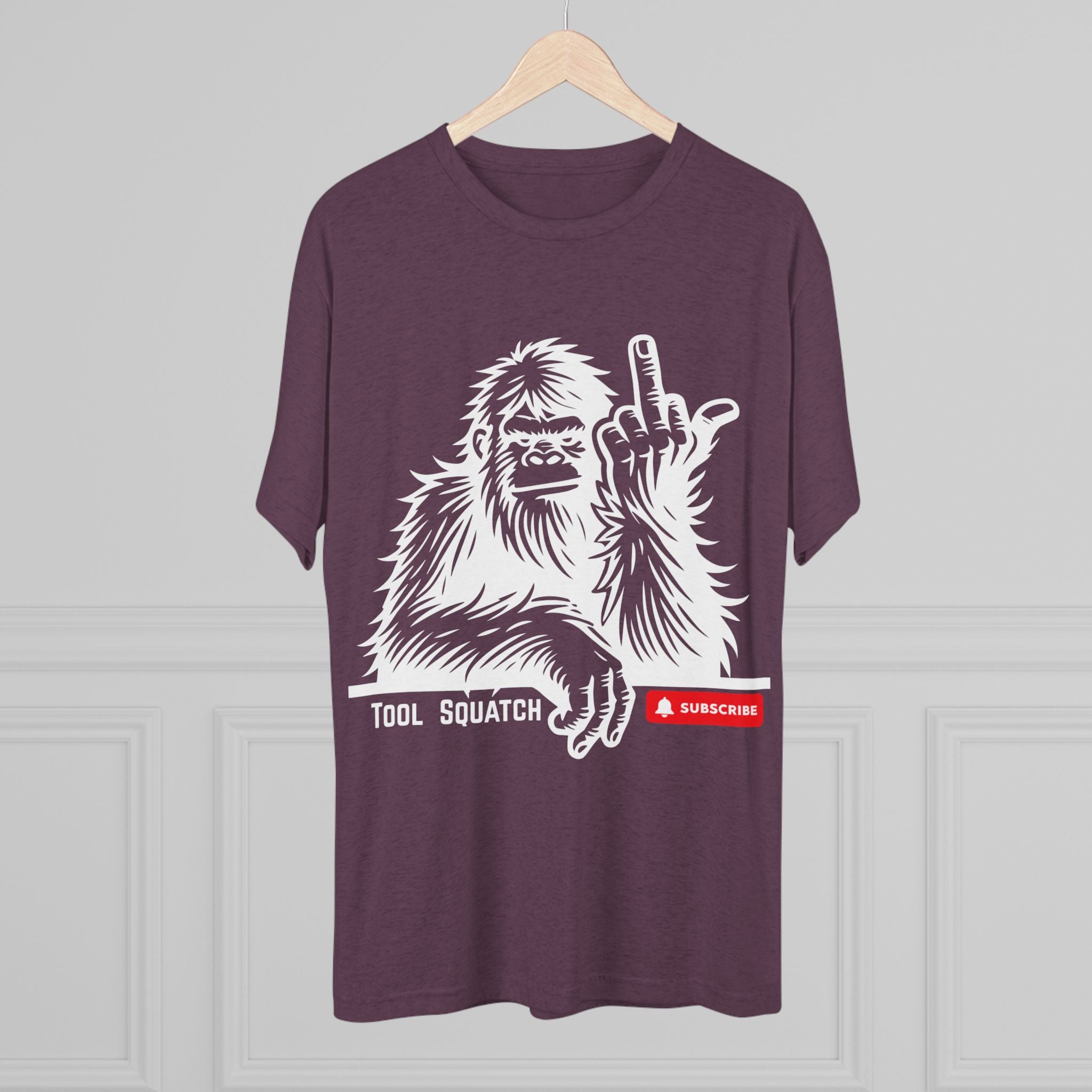 Sasquatch, Tool Squatch - Unisex Tri-Blend Crew Tee, Funny Graphic Shirt, Gifts for Him, Unique Casual Wear, Humor Apparel