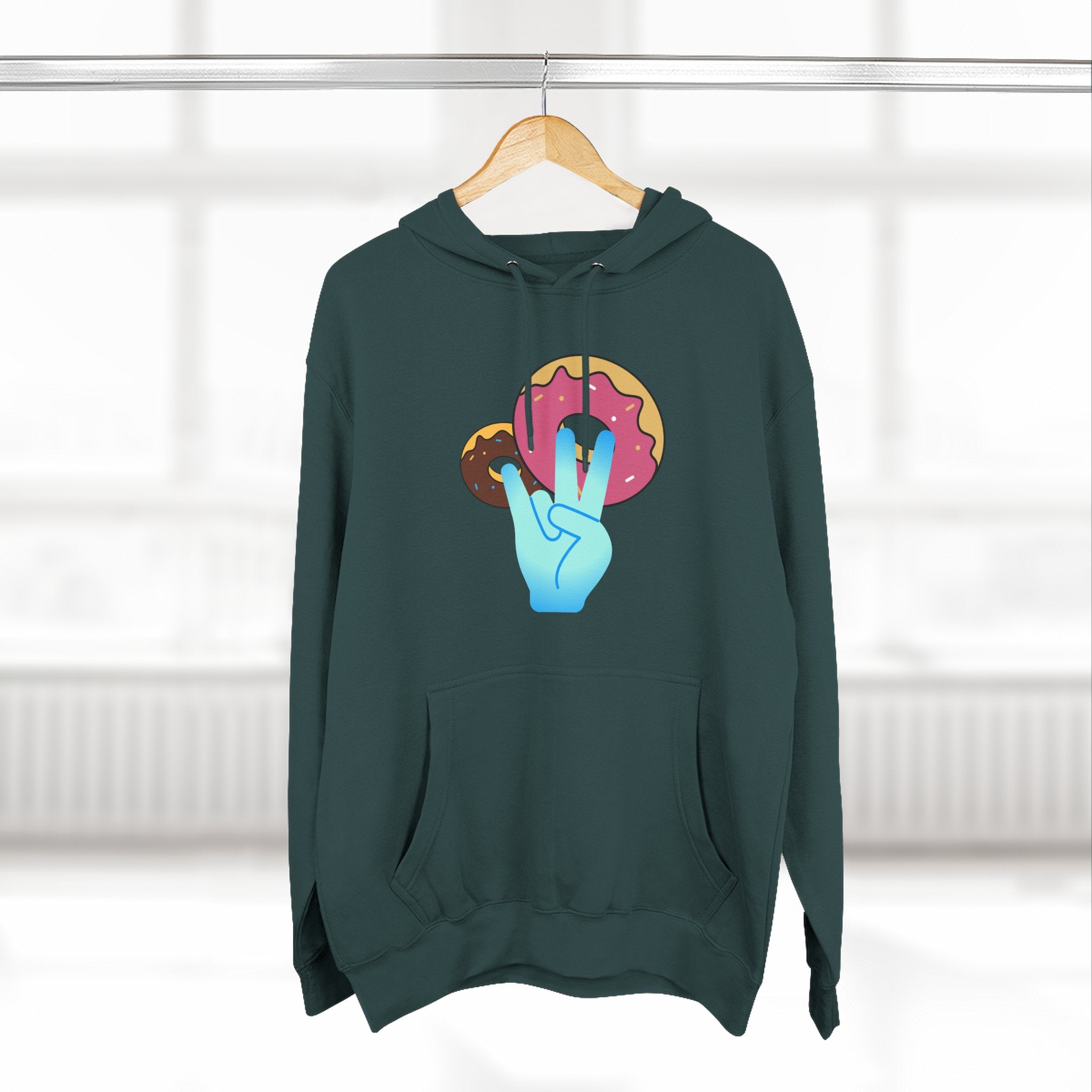 Playful Donut Fleece Hoodie, Cozy Hoodie for Foodies, Trendy Casual Wear, Gift for Food Lovers, Sweet Treat Apparel