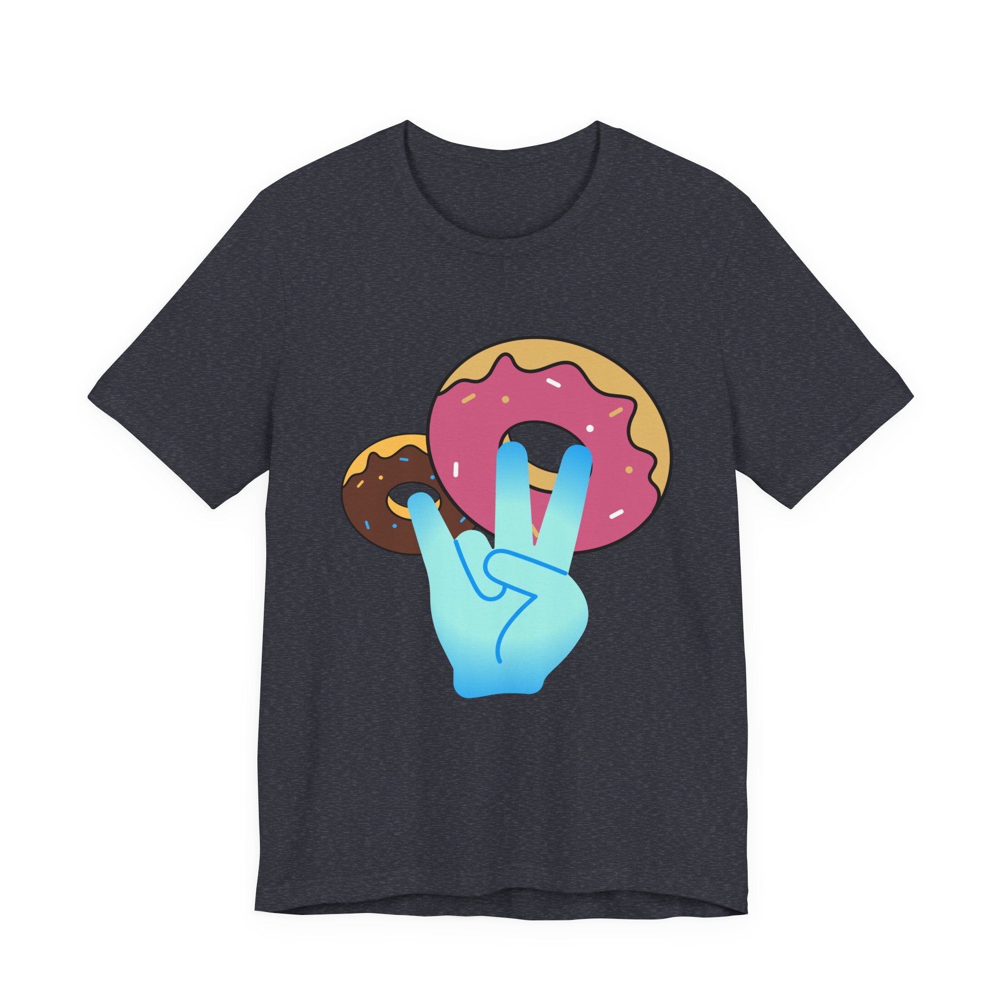 Playful Donut Graphic Tee, Casual Tee, Foodie Shirt, Gift for Food Lovers, Fun Day Out Style, Bright Orange T-Shirt, Unique Trendy Apparel