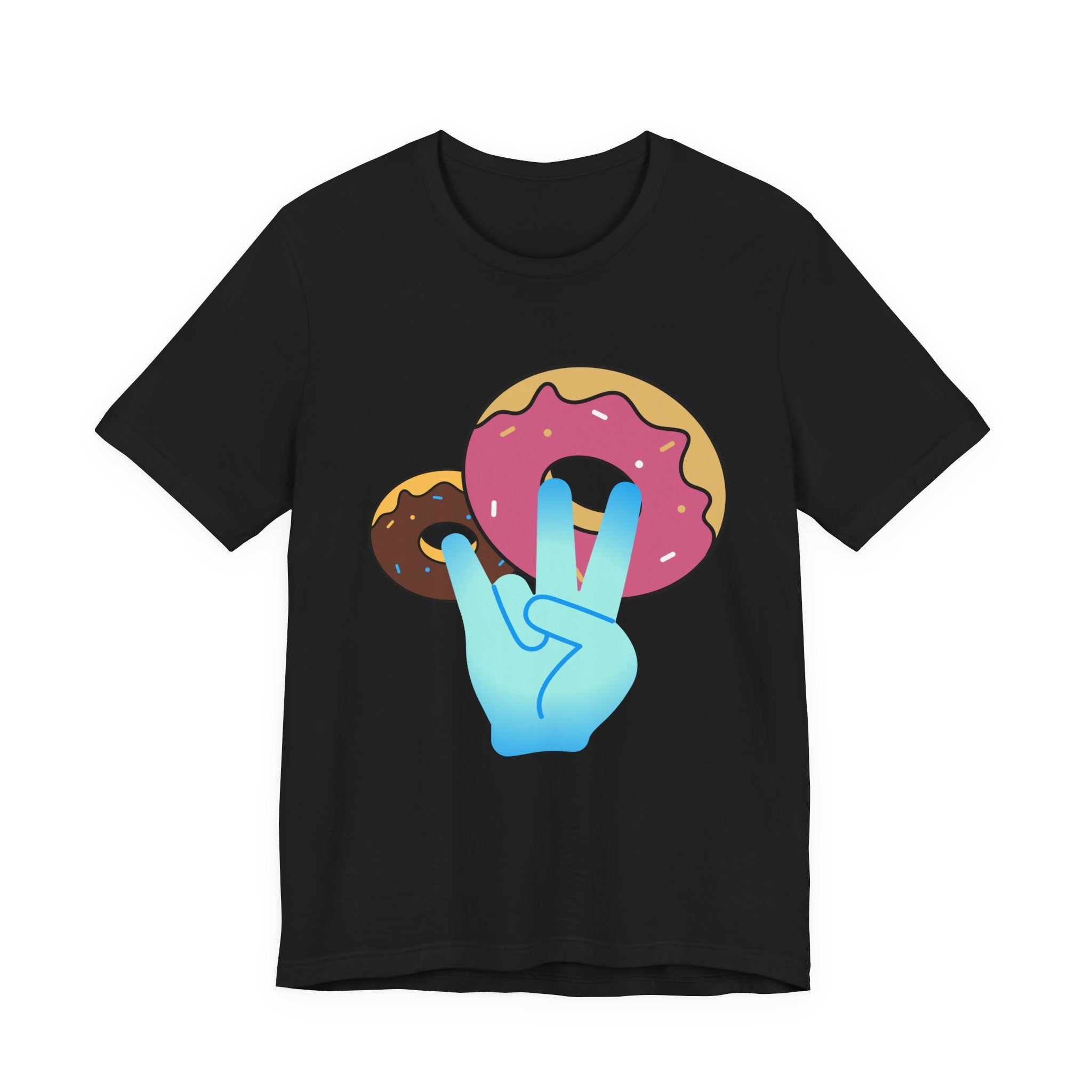 Playful Donut Graphic Tee, Casual Tee, Foodie Shirt, Gift for Food Lovers, Fun Day Out Style, Bright Orange T-Shirt, Unique Trendy Apparel