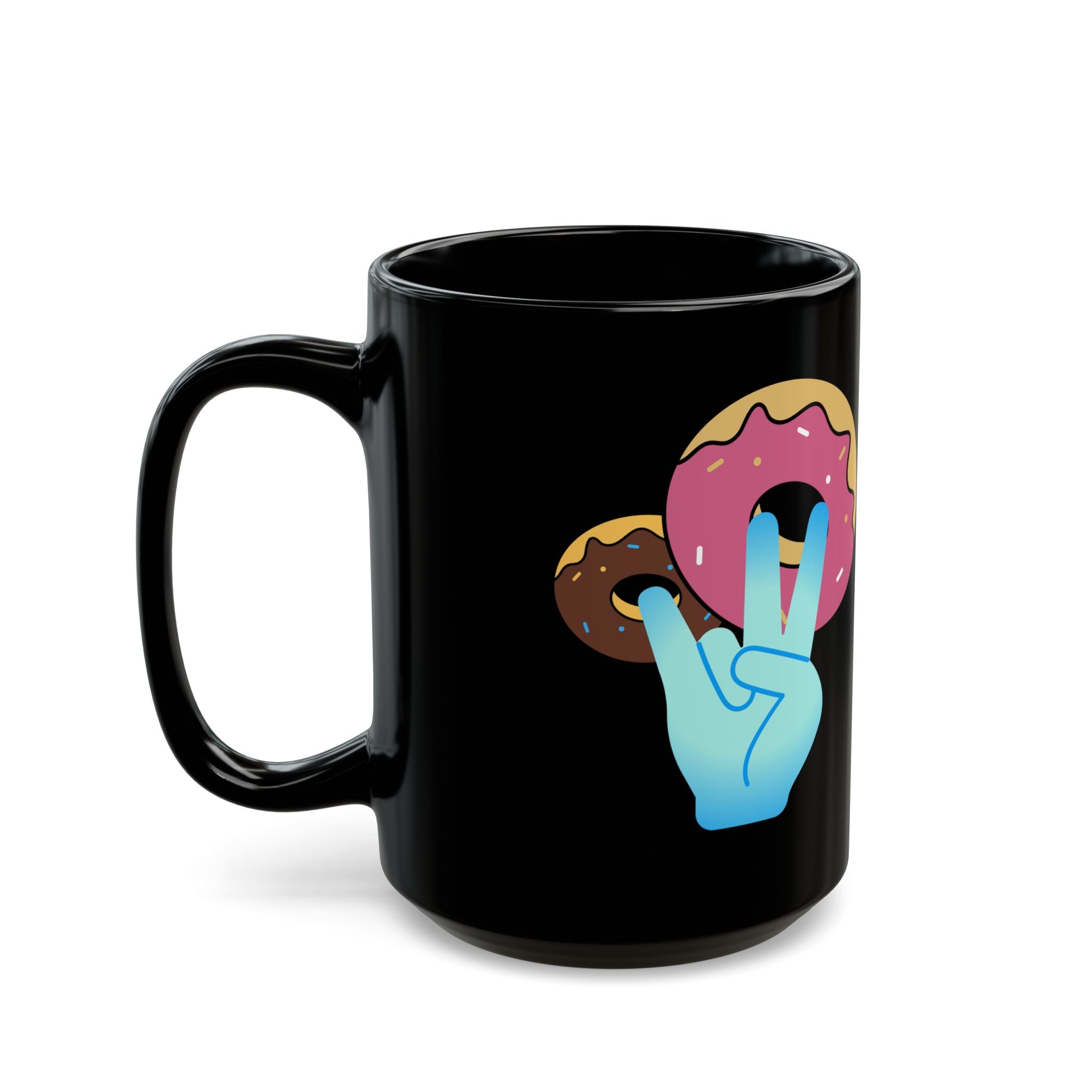 Playful Donut Black Mug | Fun Coffee Cup, Gift for Friends, Cute Kitchen Decor, Funny Mug for Coffee Lovers, Quirky Drinkware