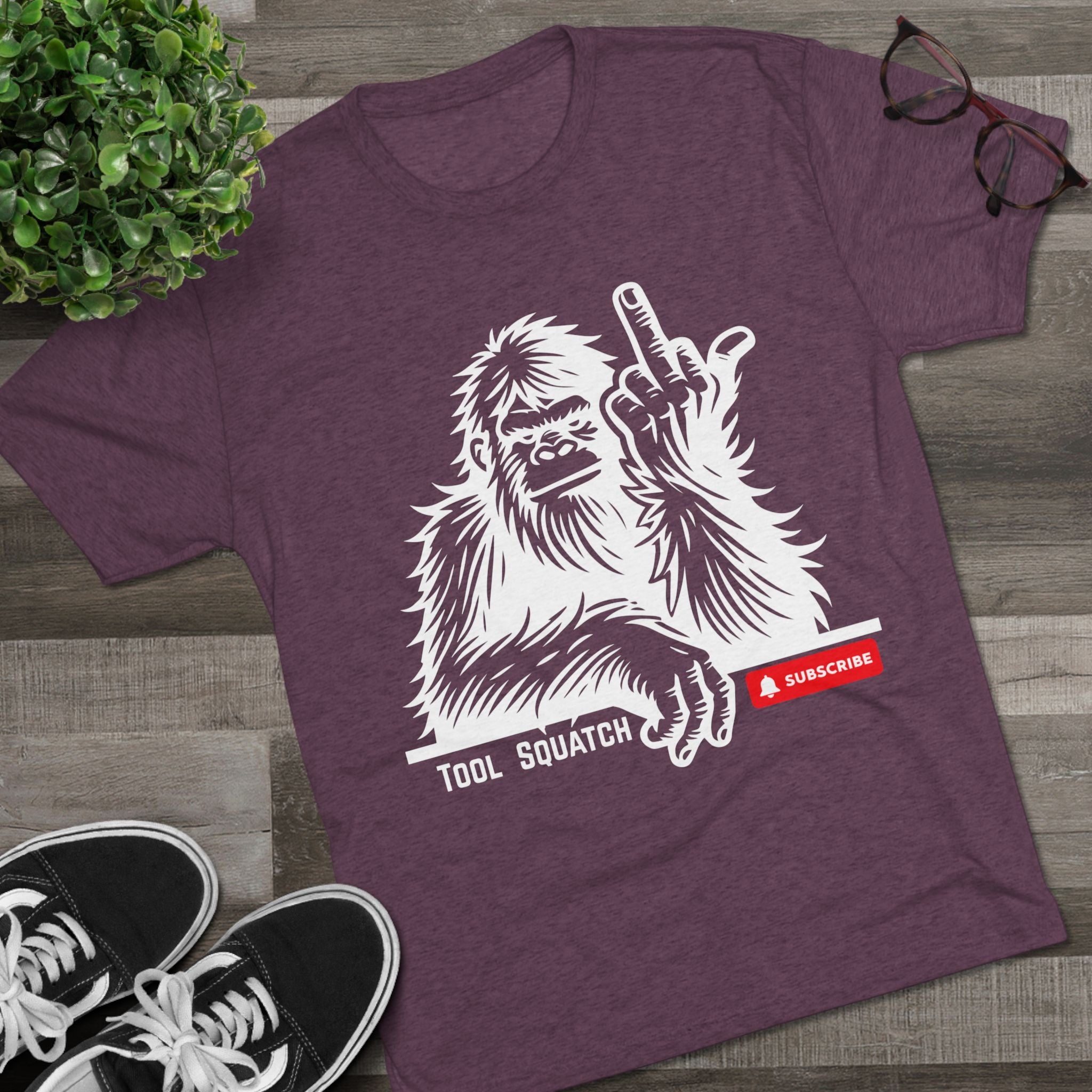 Sasquatch, Tool Squatch - Unisex Tri-Blend Crew Tee, Funny Graphic Shirt, Gifts for Him, Unique Casual Wear, Humor Apparel