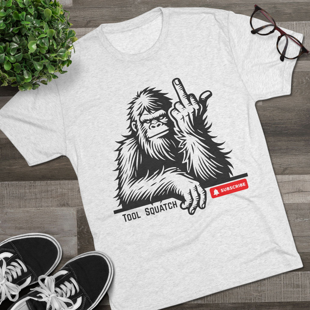Sasquatch, Tool Squatch- Unisex Tri-Blend Crew Tee, Funny Graphic Shirt, Gifts for Him, Unique Casual Wear, Humor Apparel