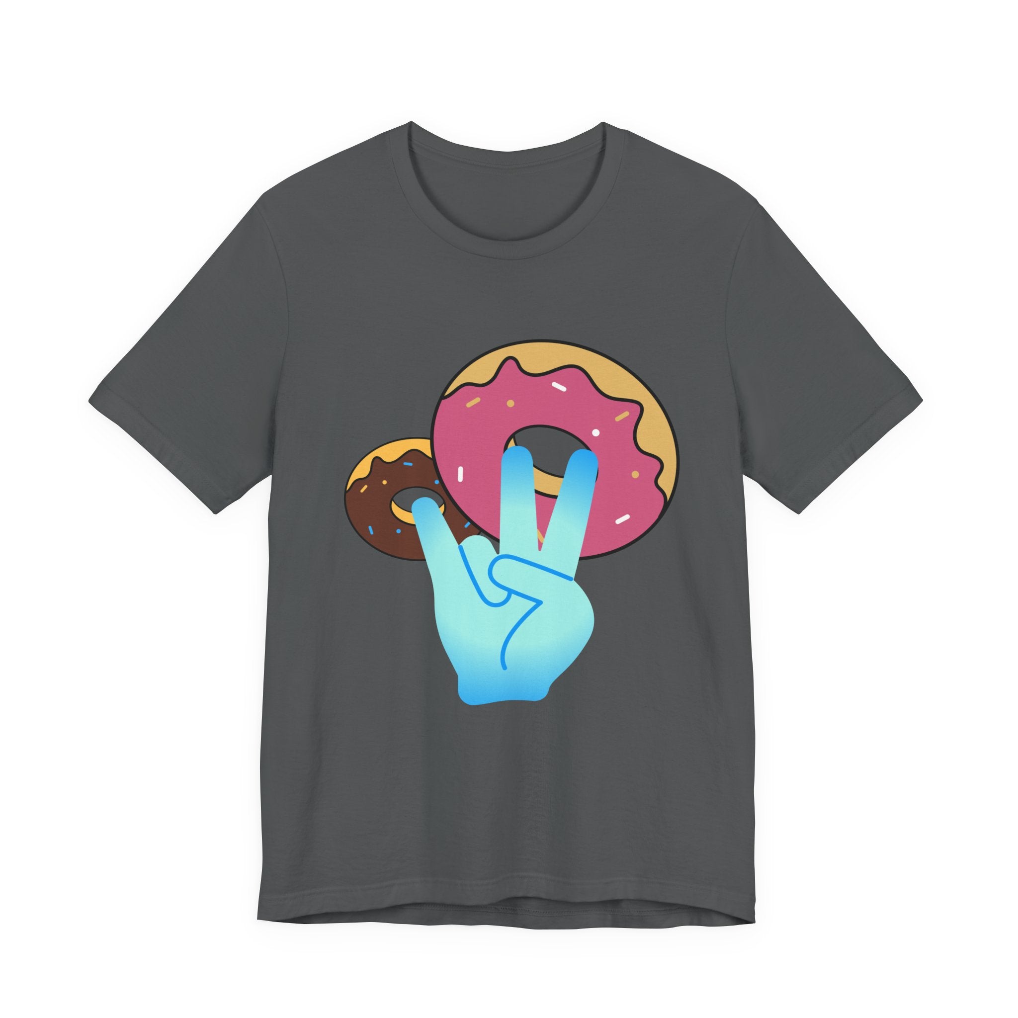 Playful Donut Graphic Tee, Casual Tee, Foodie Shirt, Gift for Food Lovers, Fun Day Out Style, Bright Orange T-Shirt, Unique Trendy Apparel