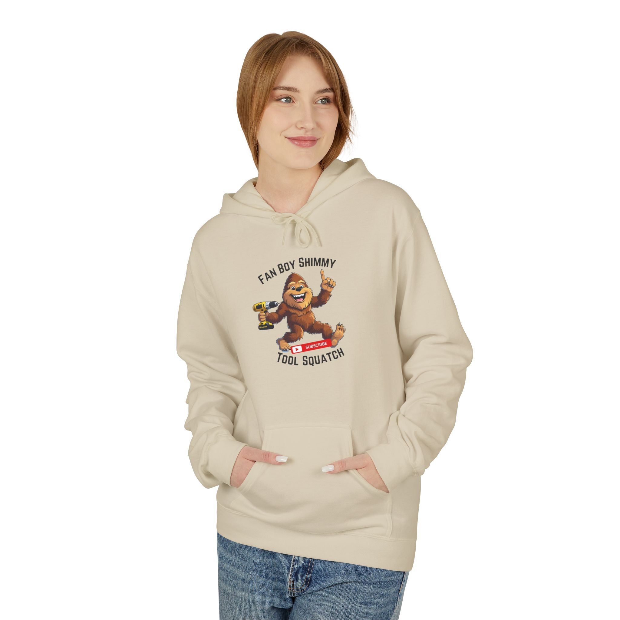 Fanboy Shimmy Fleece Hoodie, Tool Squatch, Perfect for DIY Lovers, Tools, Gifts for Mom, Cozy Hoodie, Funny Sweatshirt, Casual Wear