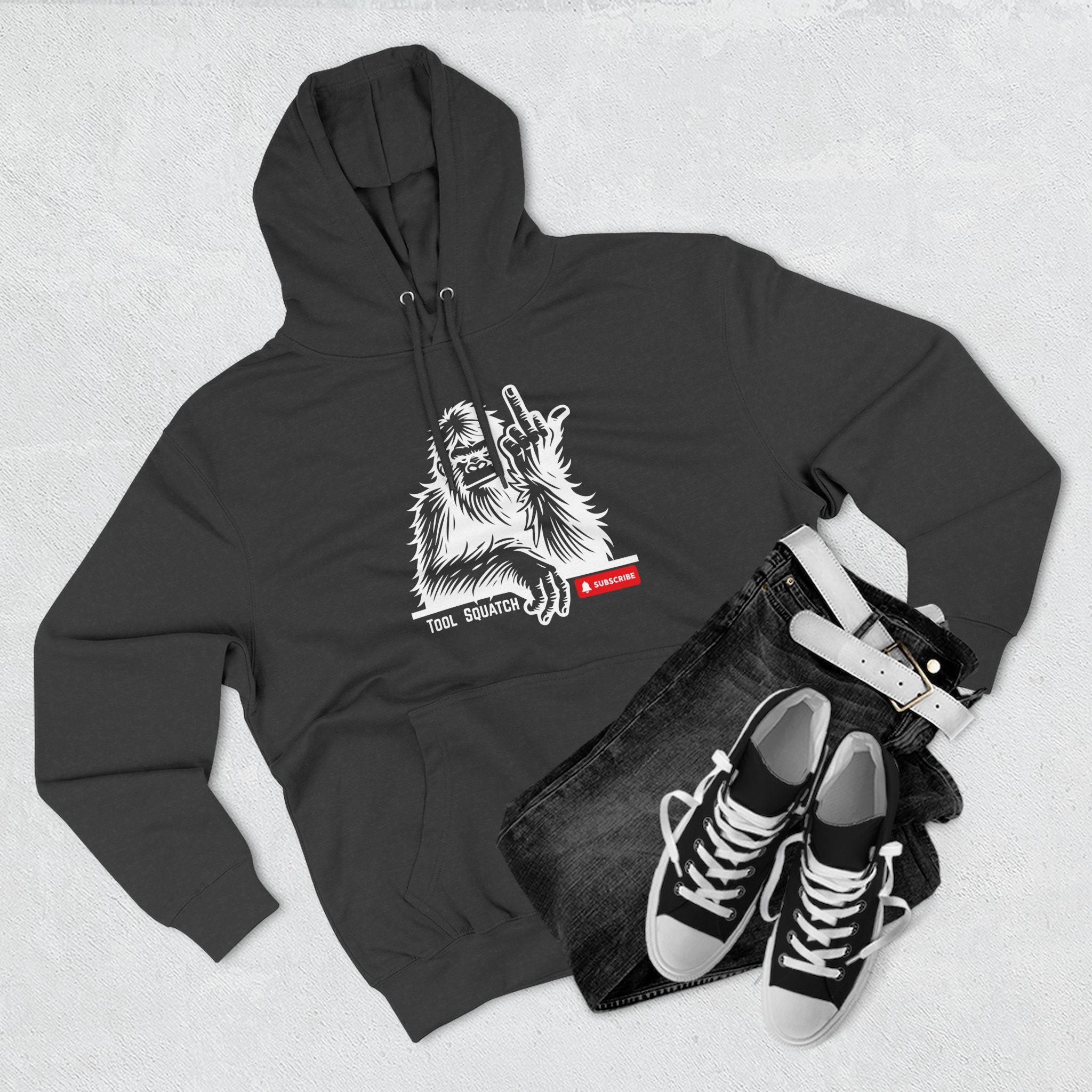 Sasquatch, Tool Squatch, Cozy Three-Panel Fleece Hoodie, Casual Sweatshirt, Unisex Hoodie, Perfect Gift, Warm Layer for All Seasons