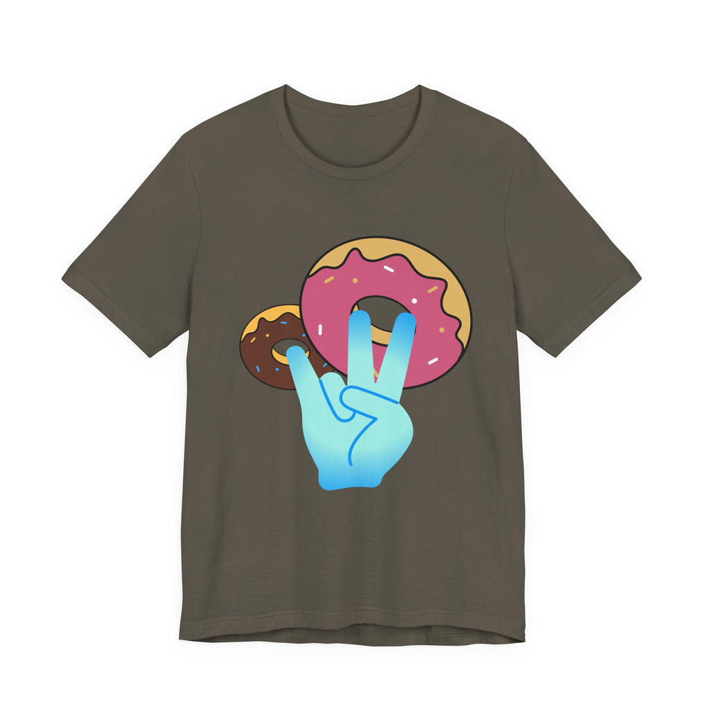 Playful Donut Graphic Tee, Casual Tee, Foodie Shirt, Gift for Food Lovers, Fun Day Out Style, Bright Orange T-Shirt, Unique Trendy Apparel