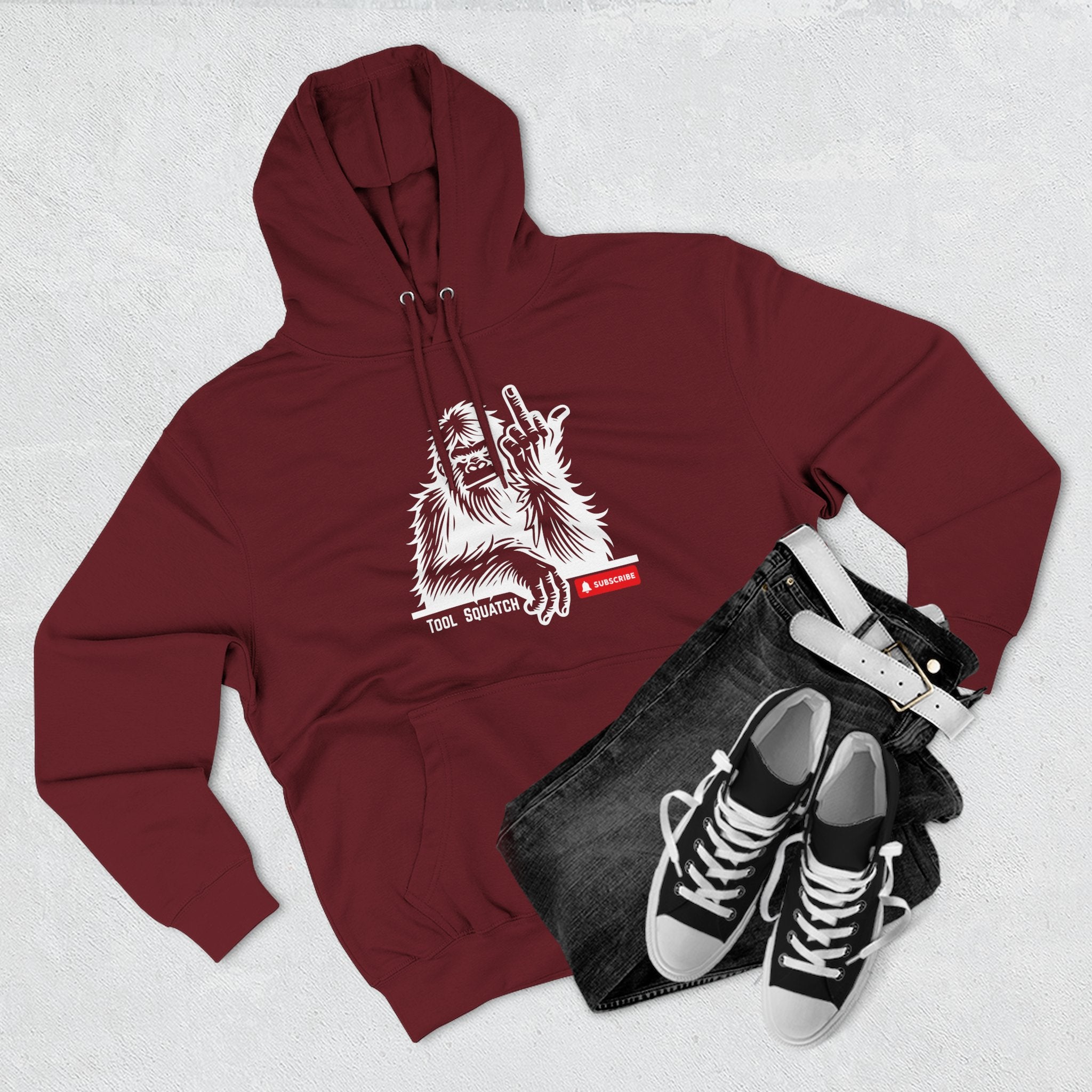 Sasquatch, Tool Squatch, Cozy Three-Panel Fleece Hoodie, Casual Sweatshirt, Unisex Hoodie, Perfect Gift, Warm Layer for All Seasons
