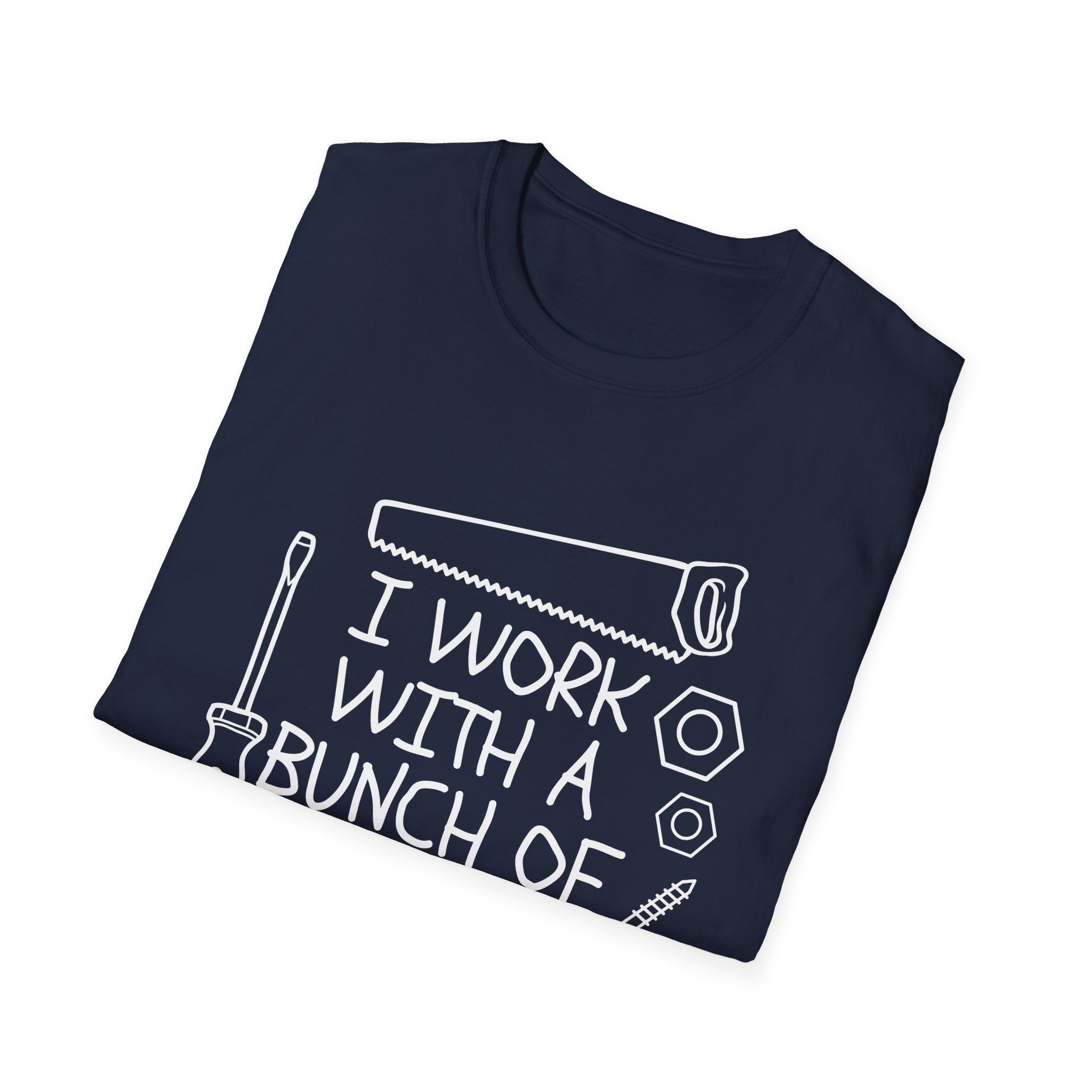 I work with Tools Softstyle T-Shirt, Casual Tee, Comfortable Top, Graphic Shirt, Everyday Wear, Gift for Him/Her/They