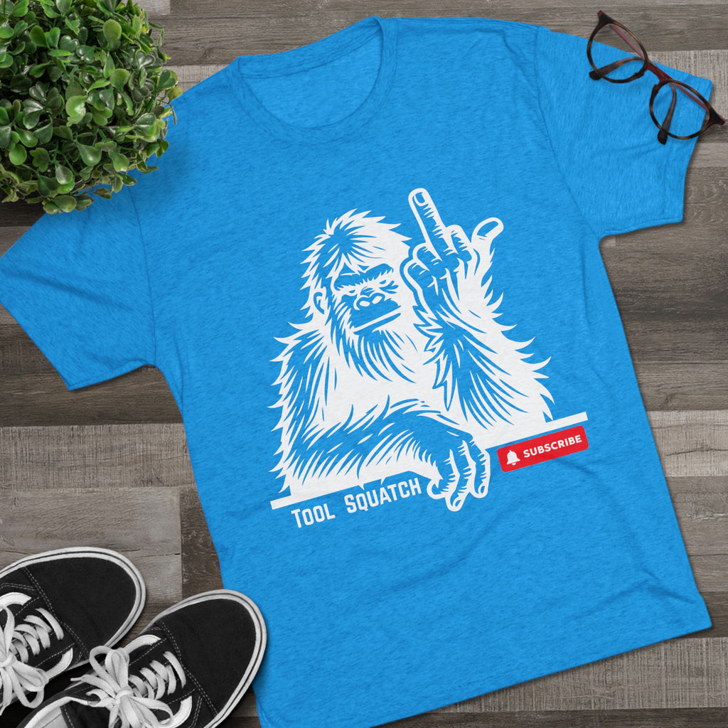 Sasquatch, Tool Squatch - Unisex Tri-Blend Crew Tee, Funny Graphic Shirt, Gifts for Him, Unique Casual Wear, Humor Apparel